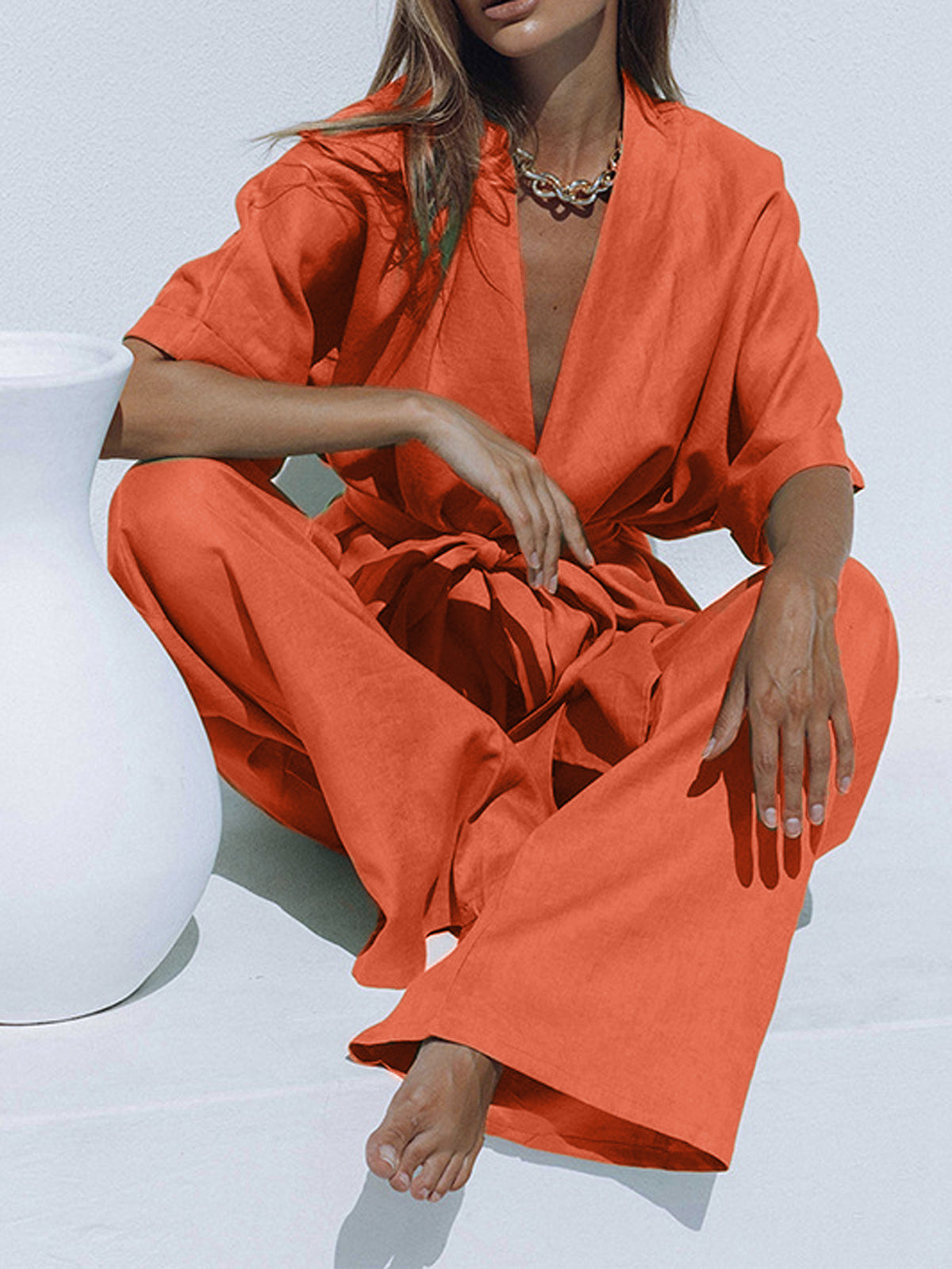 Dolce lino luxe oversized linnen broekset