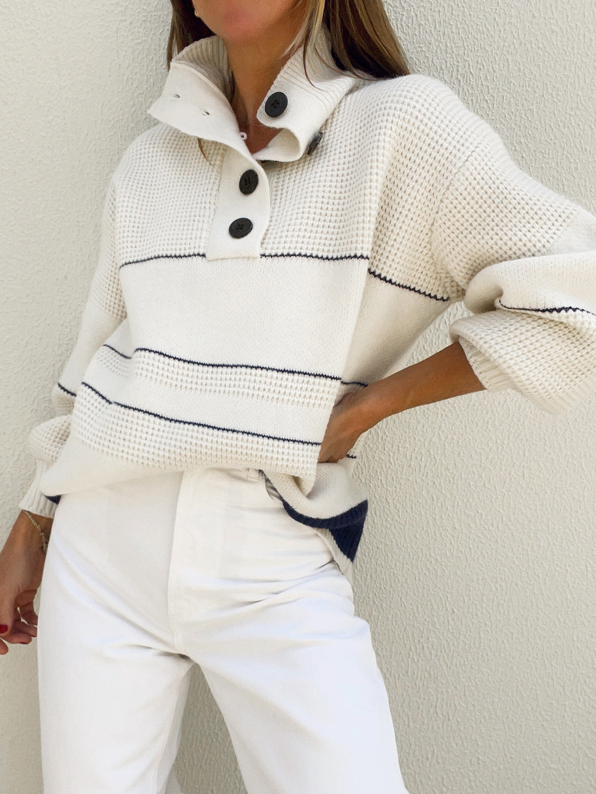 Chic comfort open collar sweater
