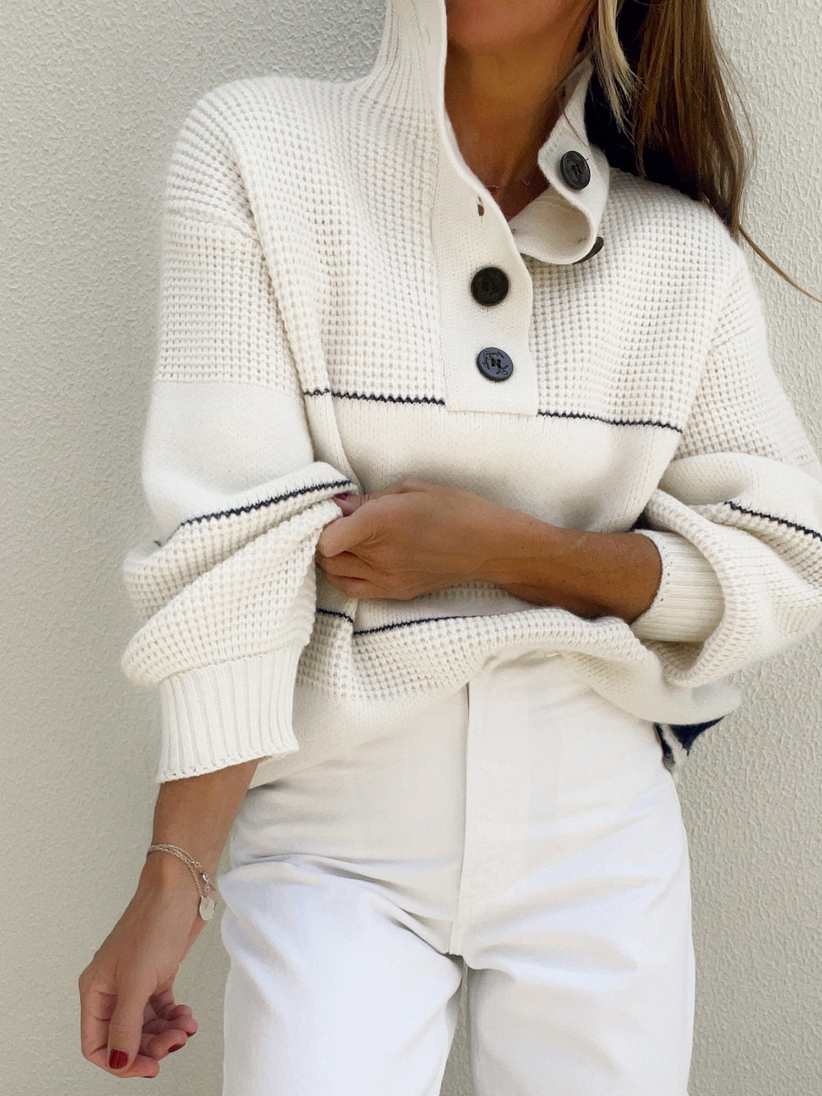 Chic comfort open collar sweater