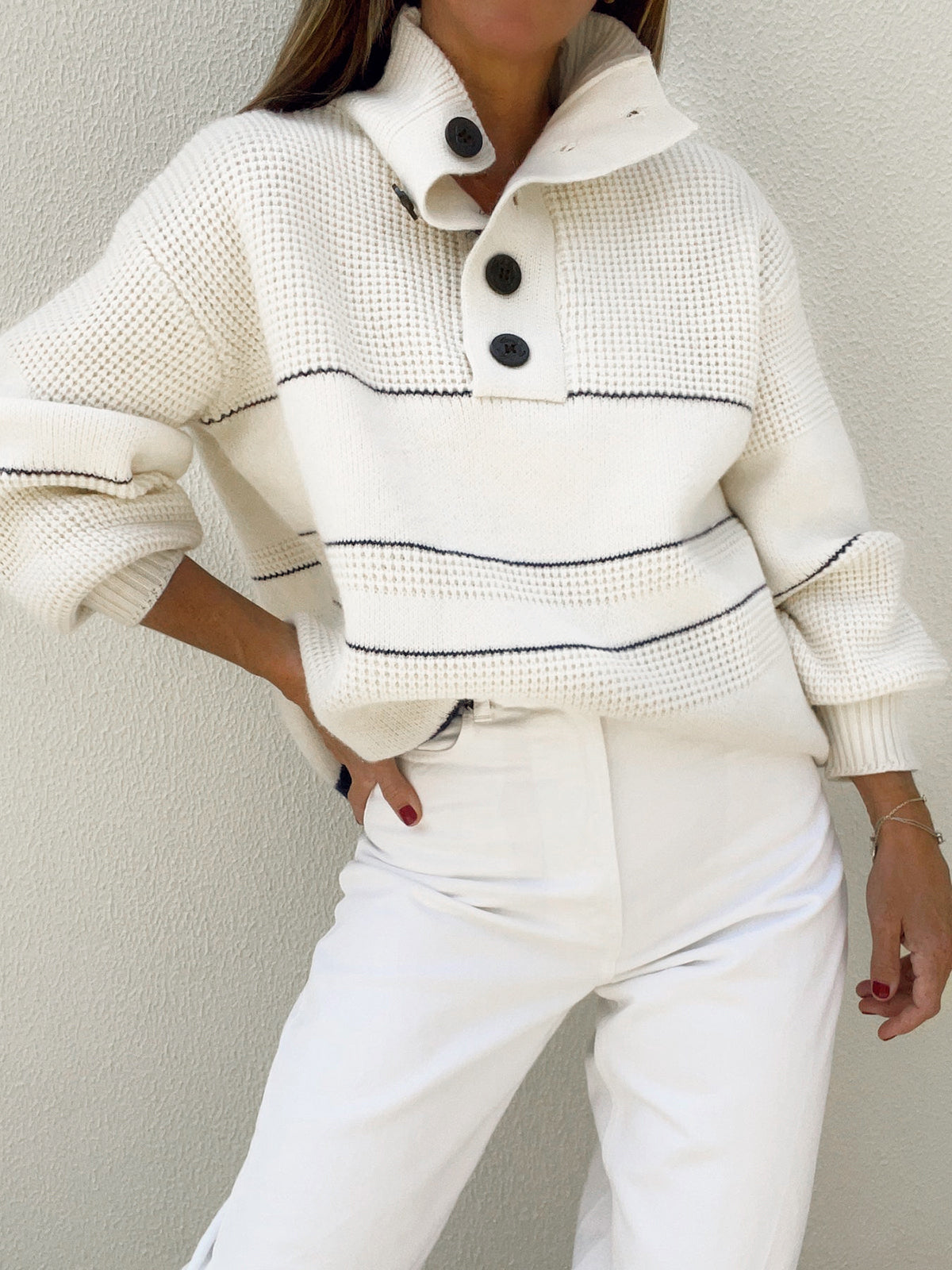 Chic comfort open collar sweater
