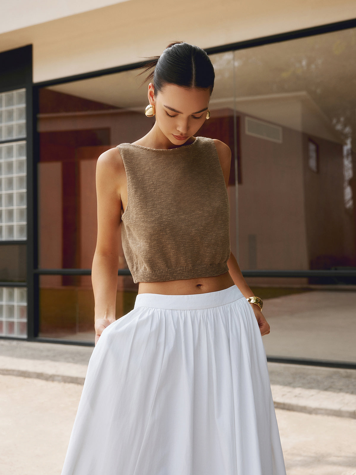 Chic basics cotton mix crop top