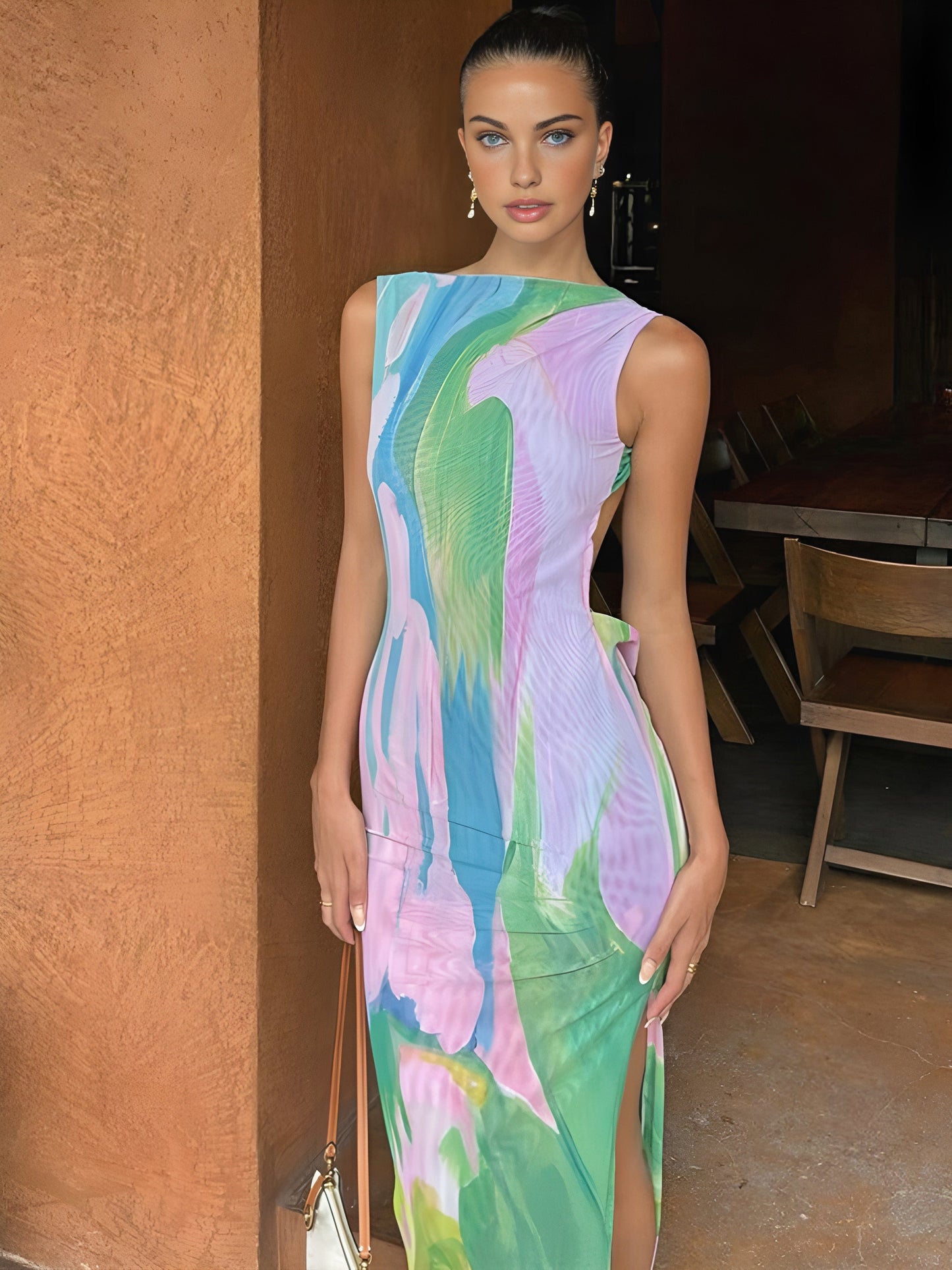 Monet mouwloze maxi jurk