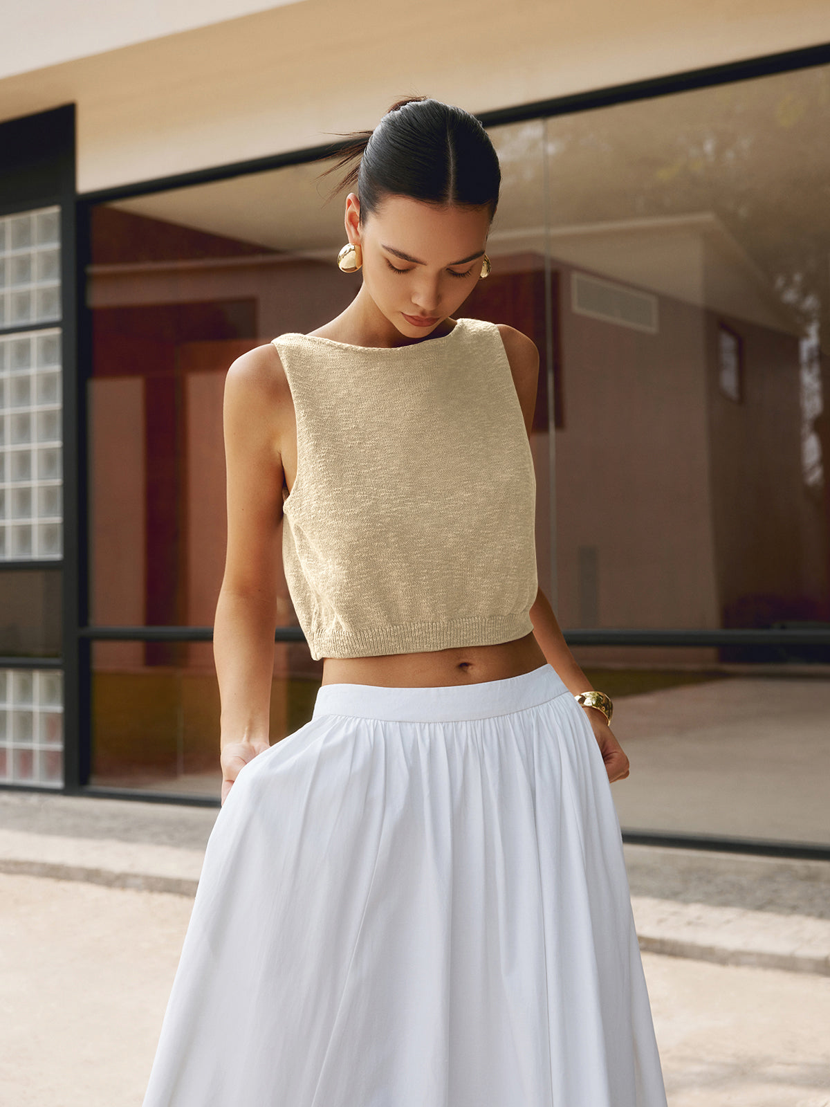 Chic basics cotton mix crop top