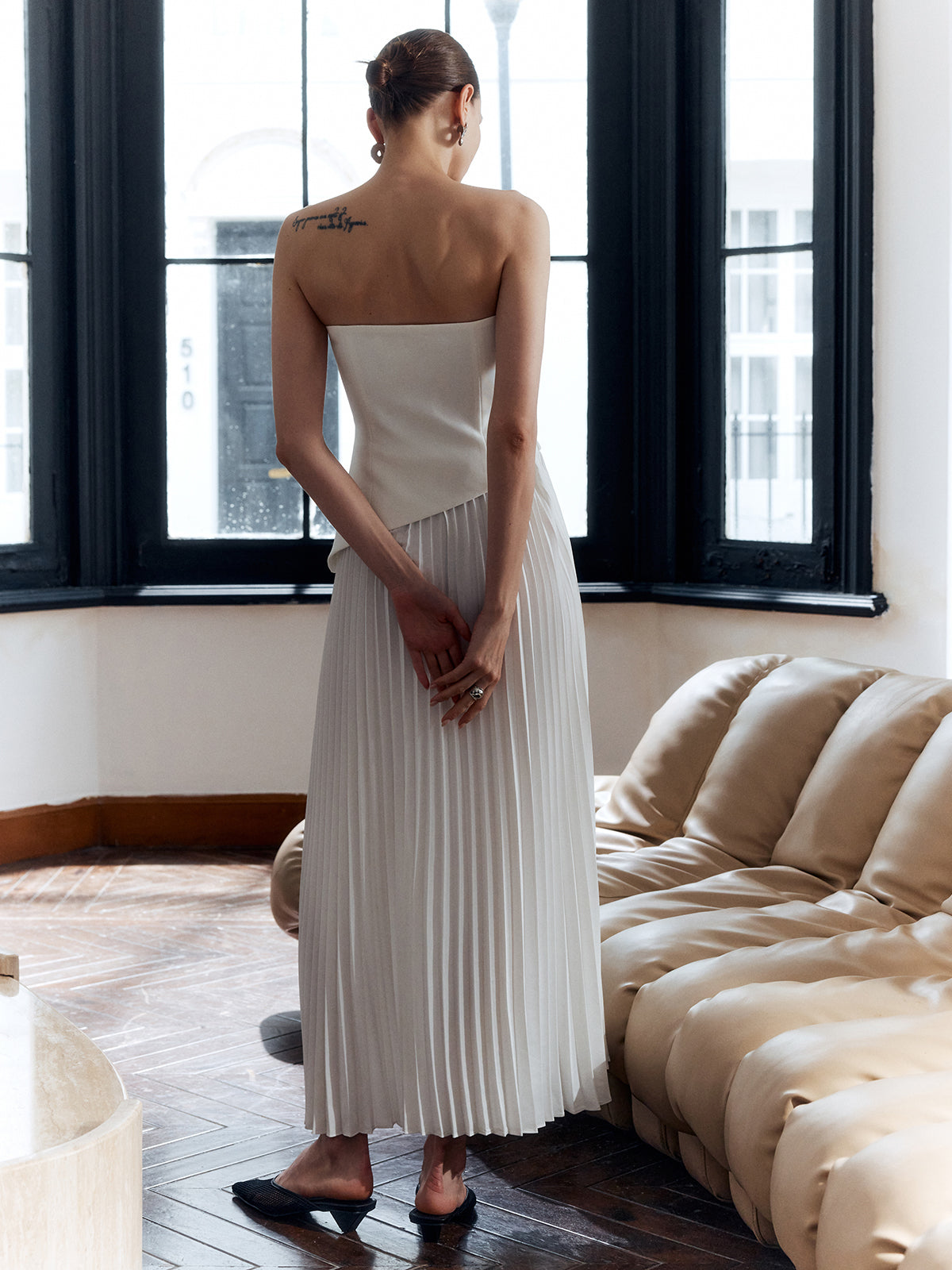 Sculpted pleated dress