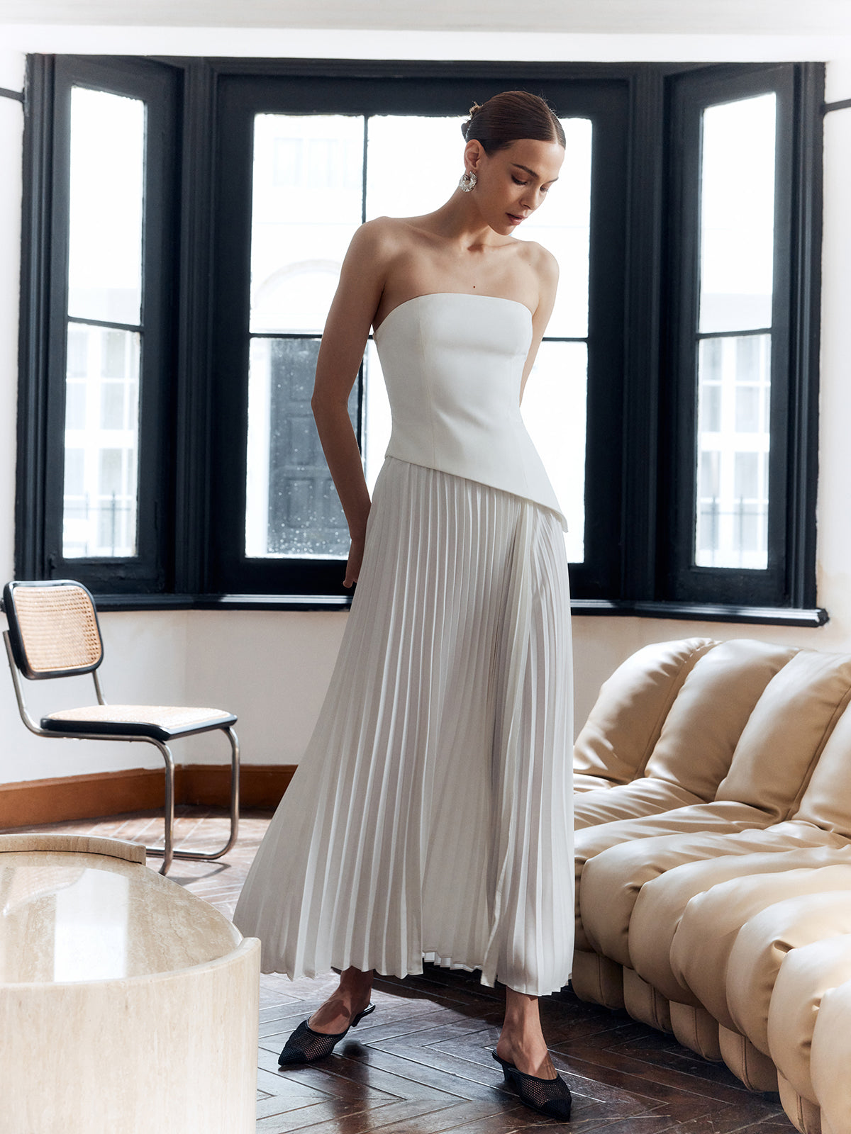 Sculpted pleated dress