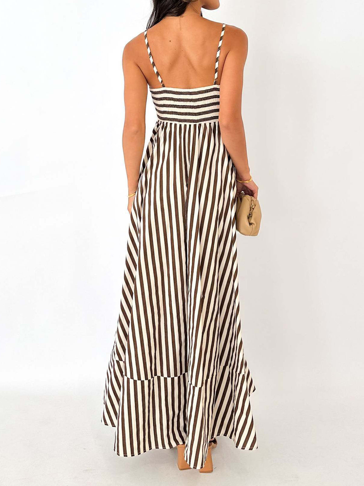 Elegante gestreepte maxi jurk