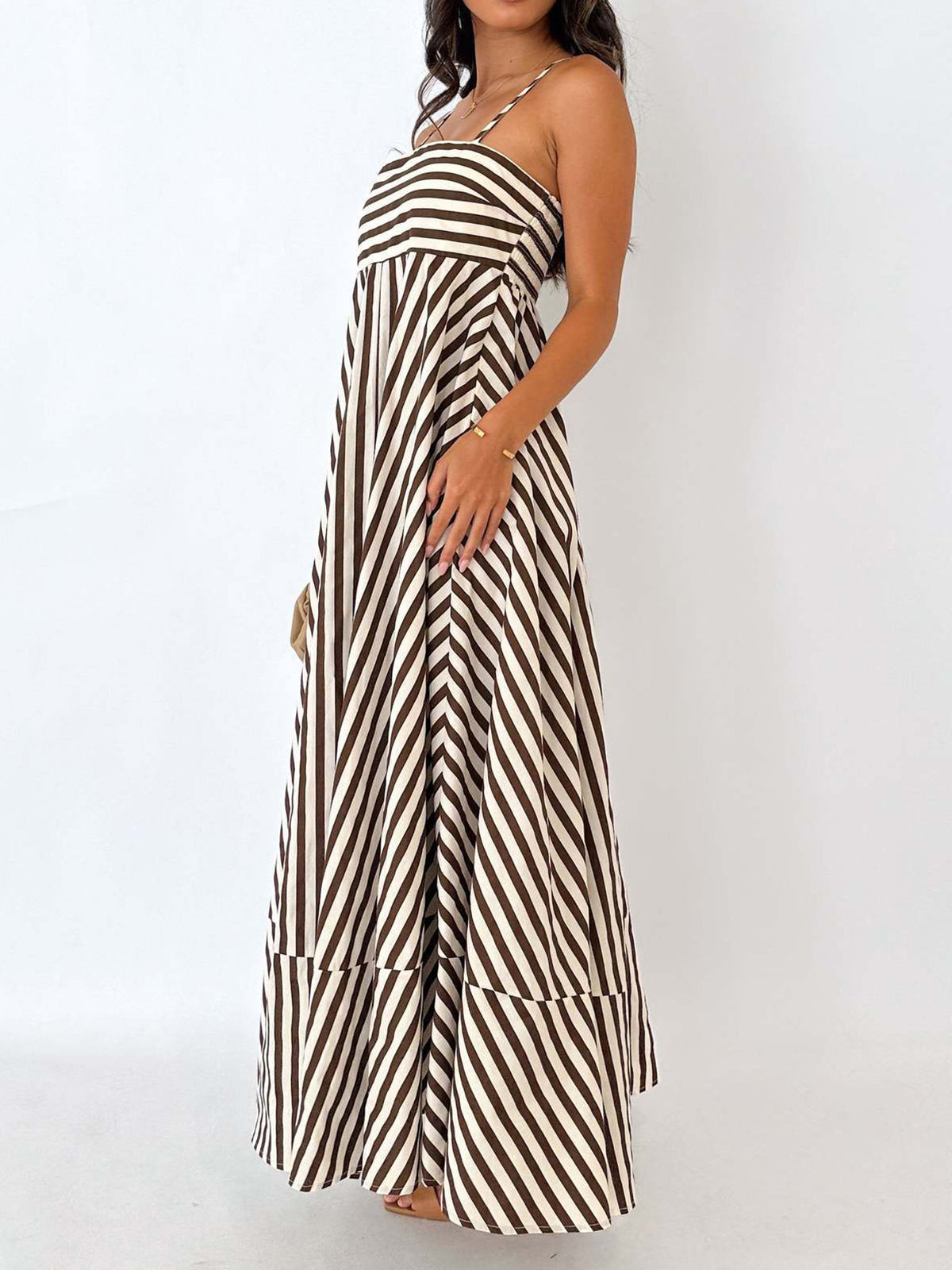 Elegante gestreepte maxi jurk