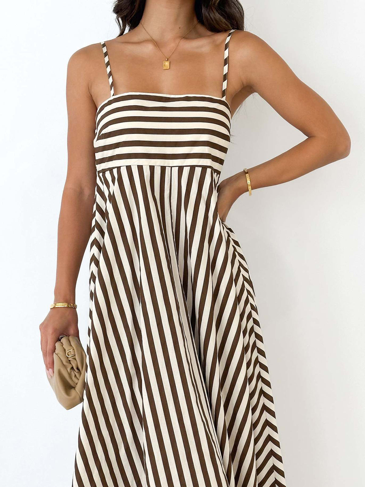 Elegante gestreepte maxi jurk