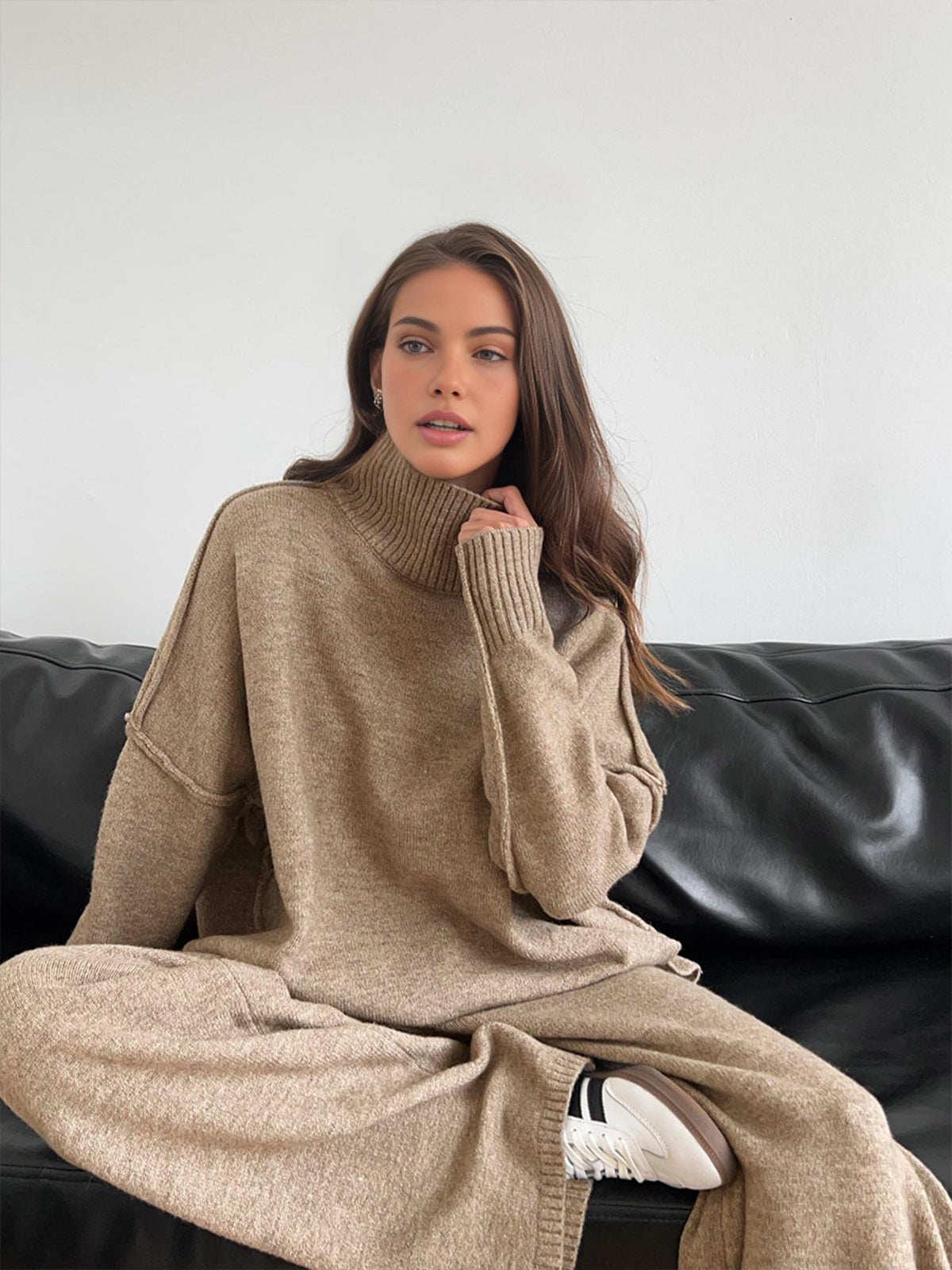 Eleganza gebreide coltrui en broek set