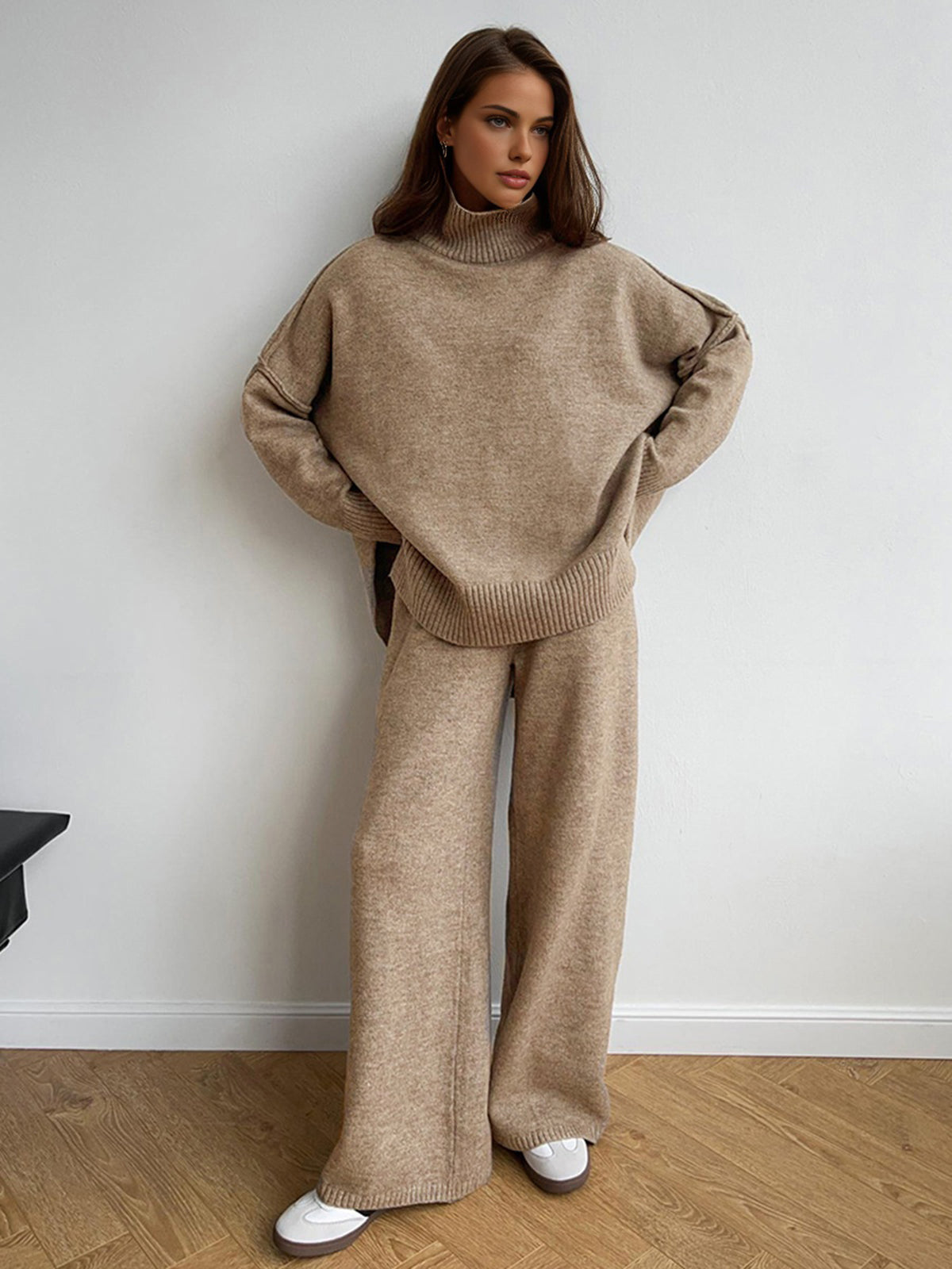 Eleganza gebreide coltrui en broek set