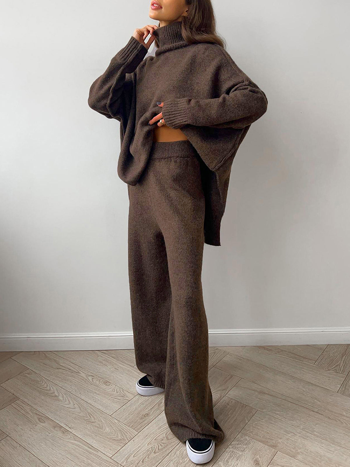 Eleganza gebreide coltrui en broek set