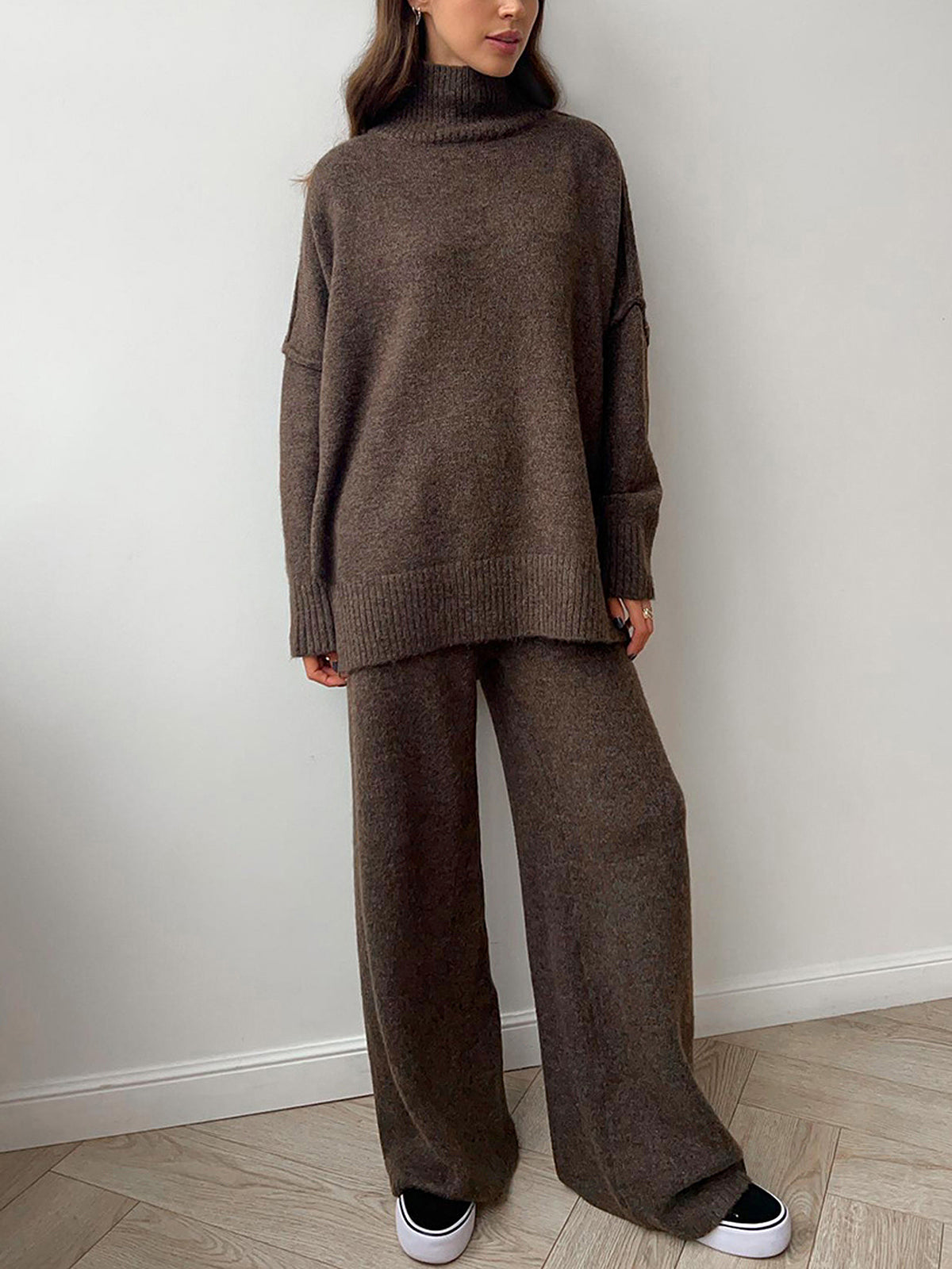 Eleganza gebreide coltrui en broek set
