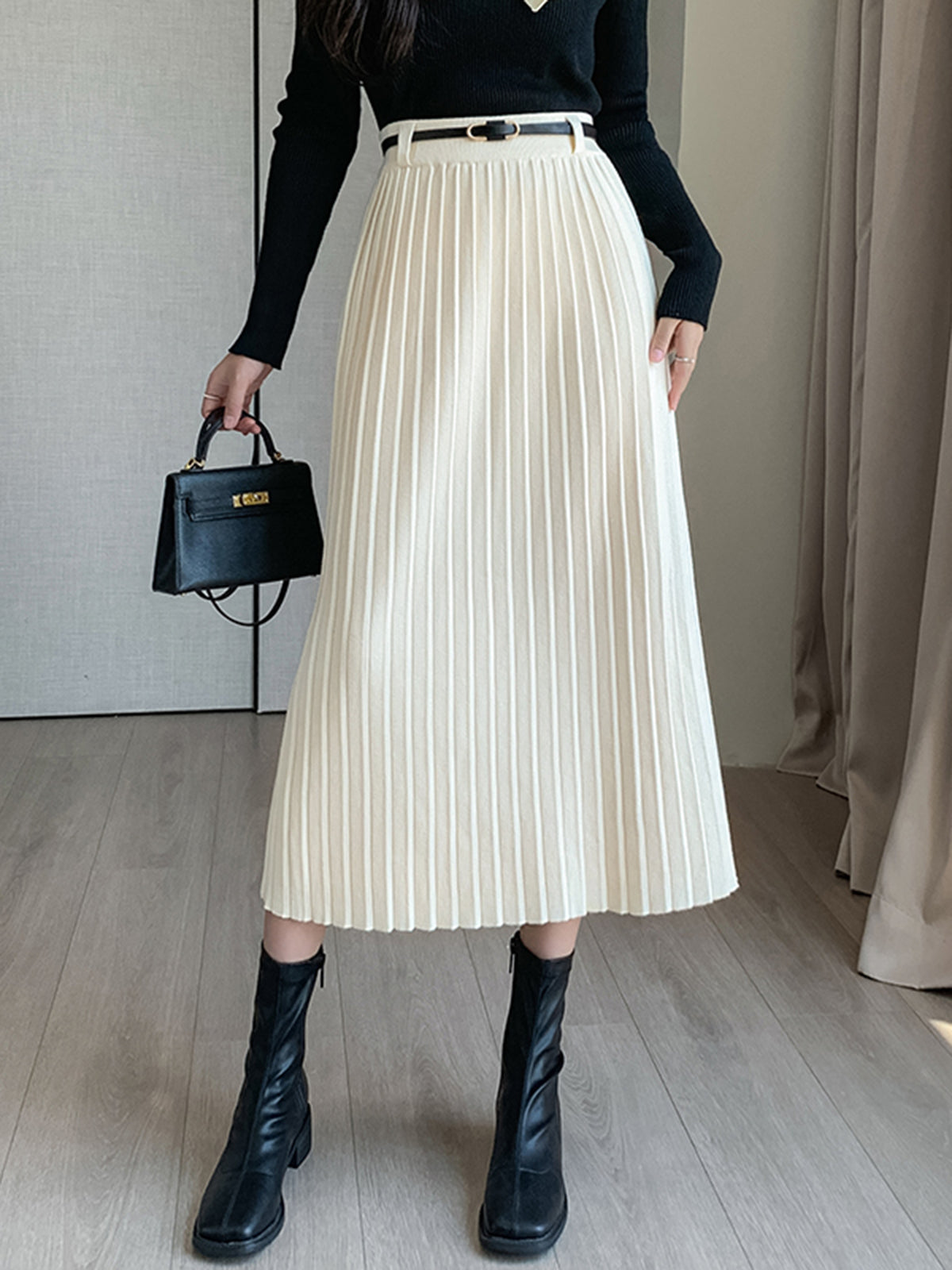 Luxe elegante gebreide plooirok