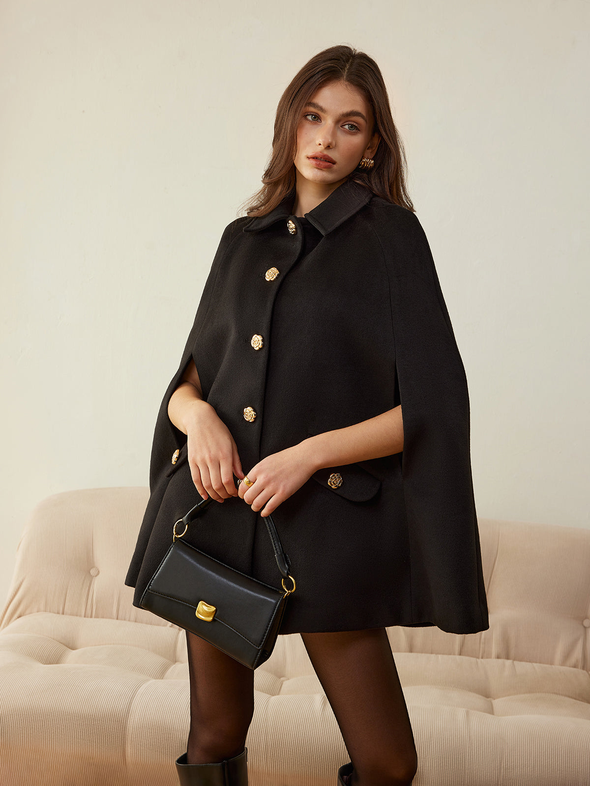 Luxe camellia overslagcape