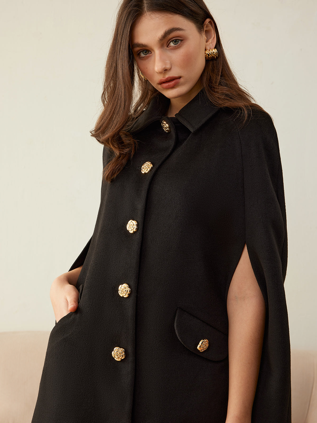 Luxe camellia overslagcape