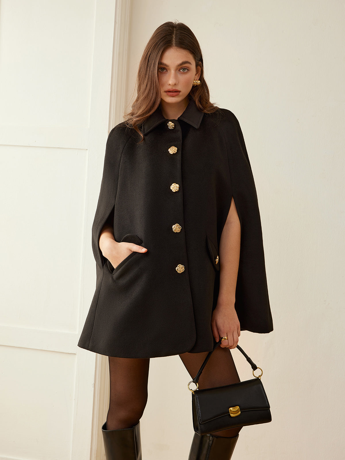 Luxe camellia overslagcape