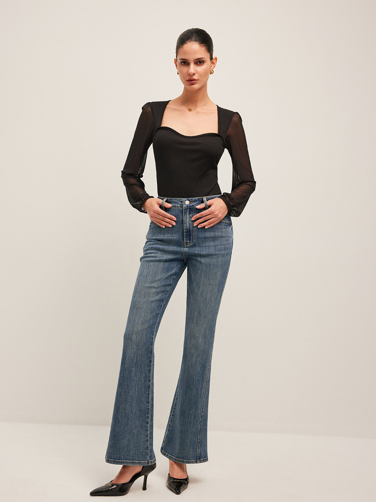 Trendy denim broek