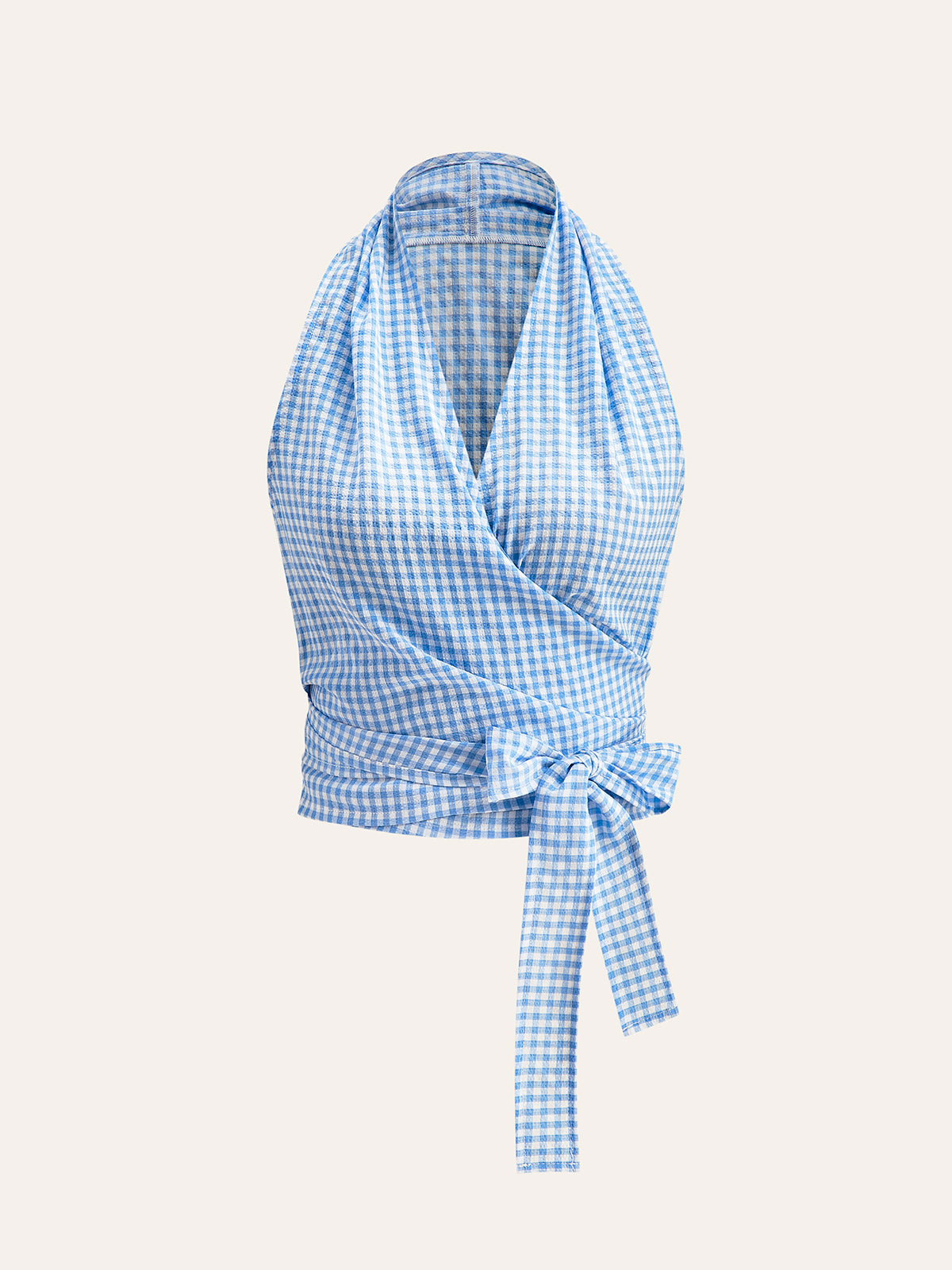 Gingham Halter Wrap Top
