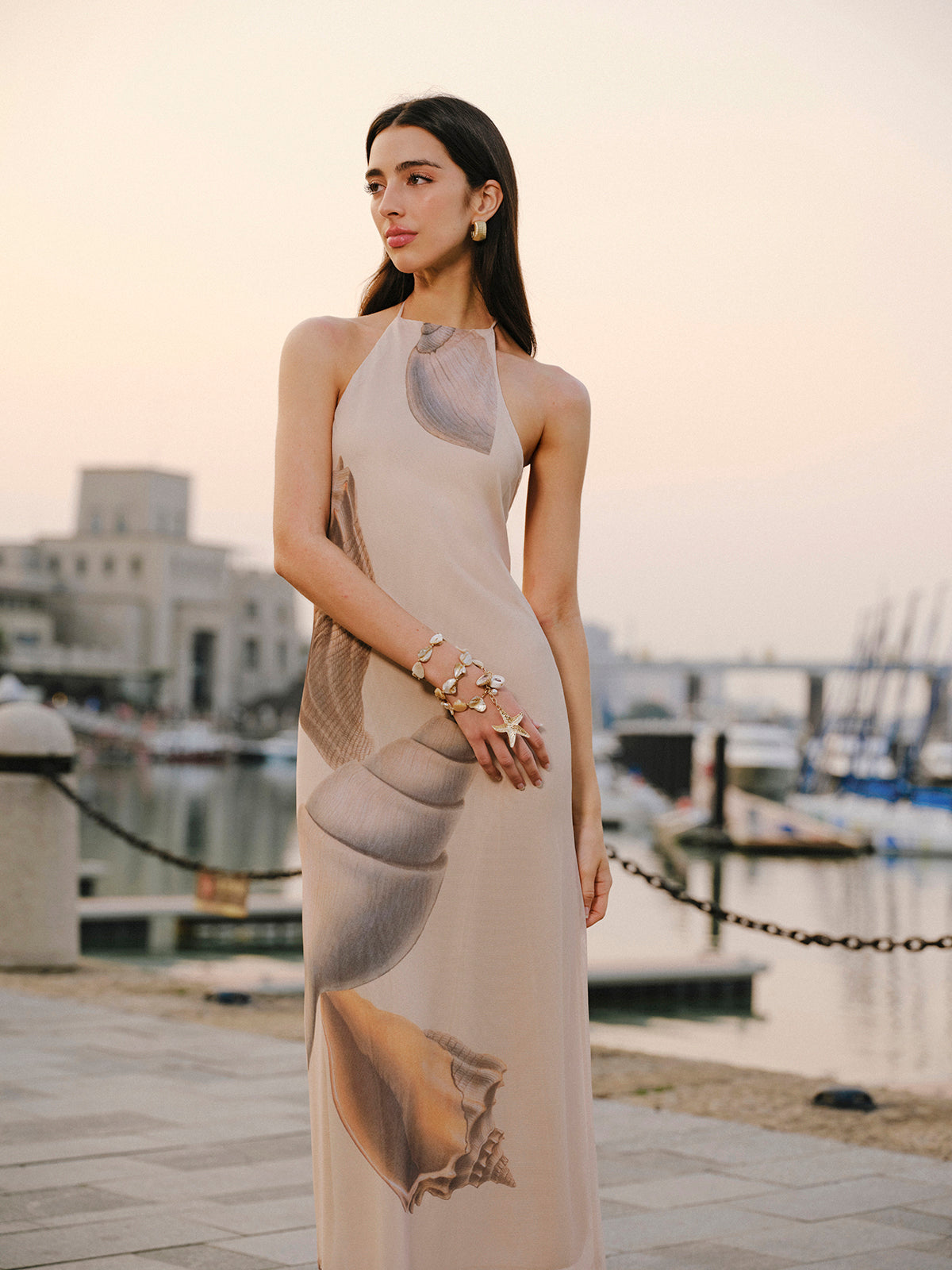 Modern mesh halter dress