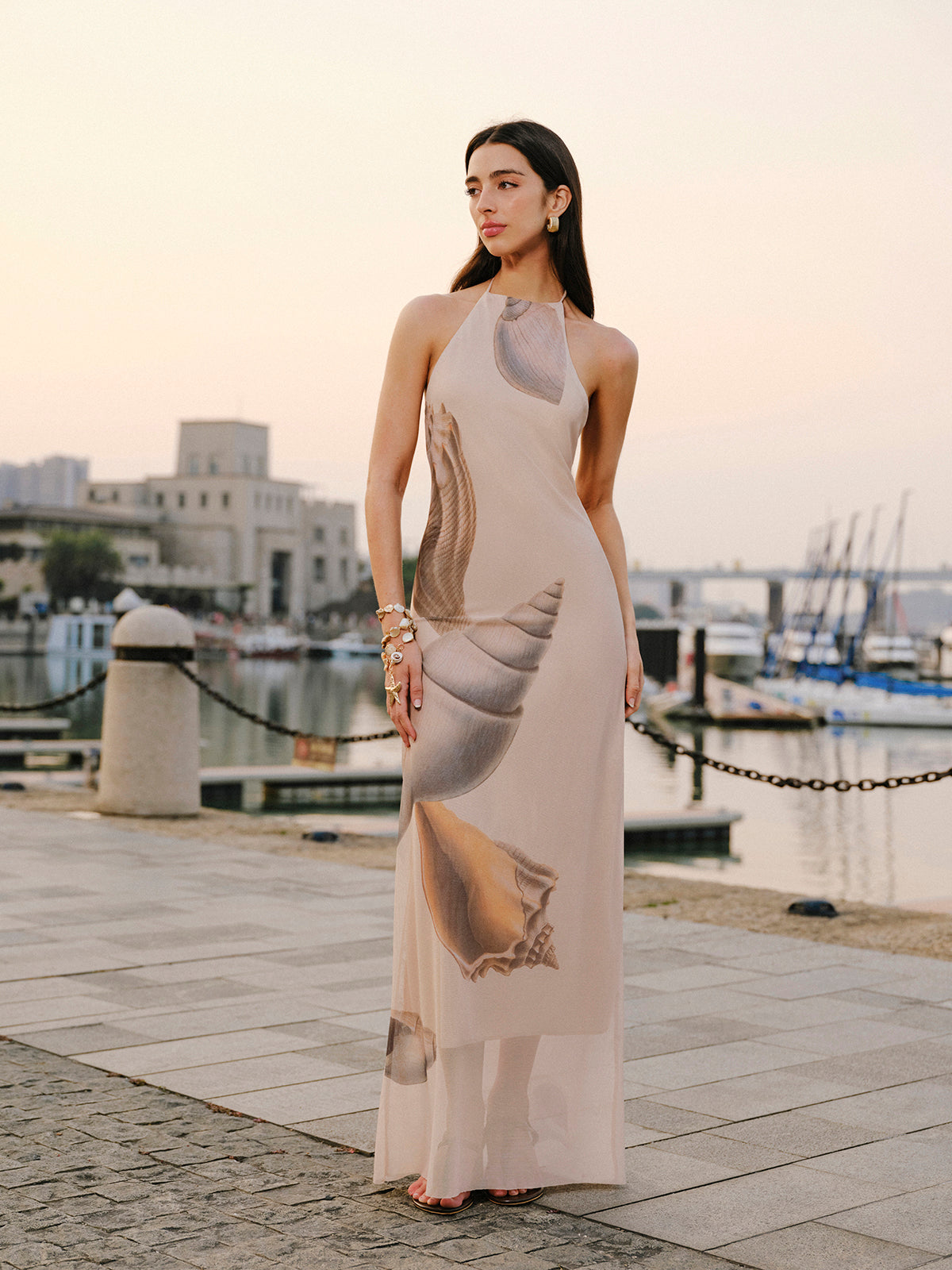 Modern mesh halter dress