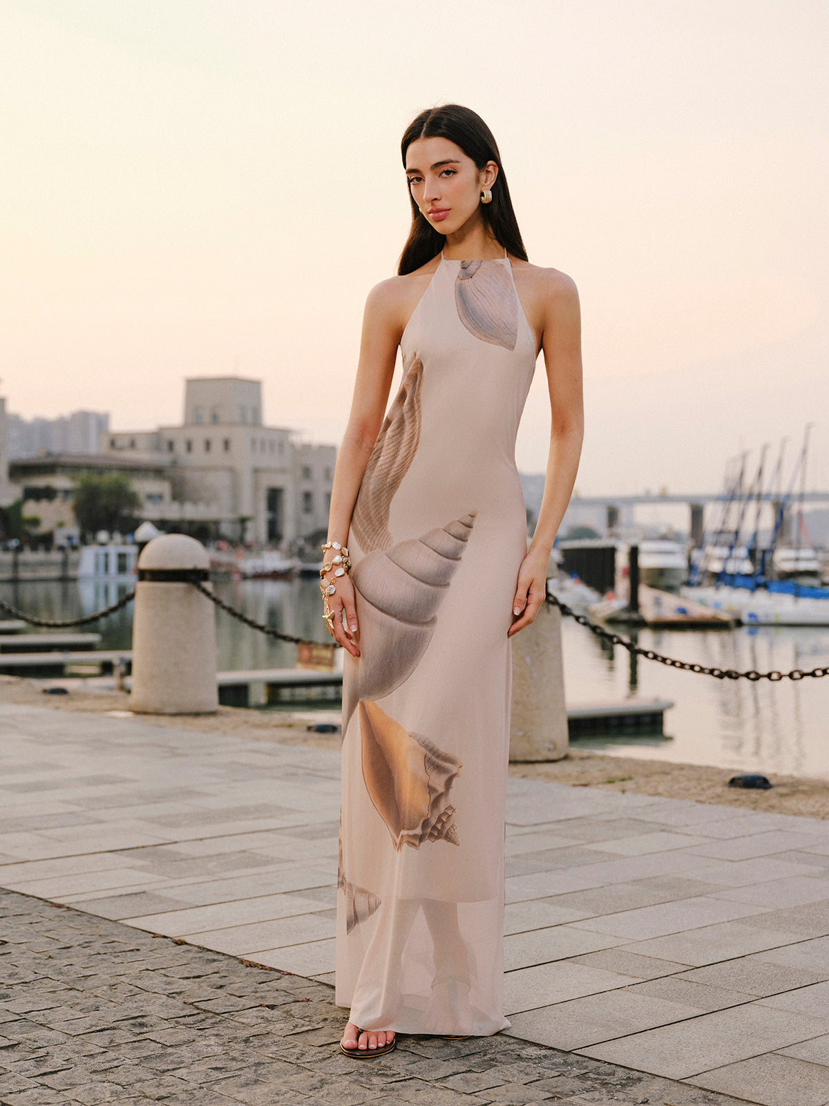 Modern mesh halter dress