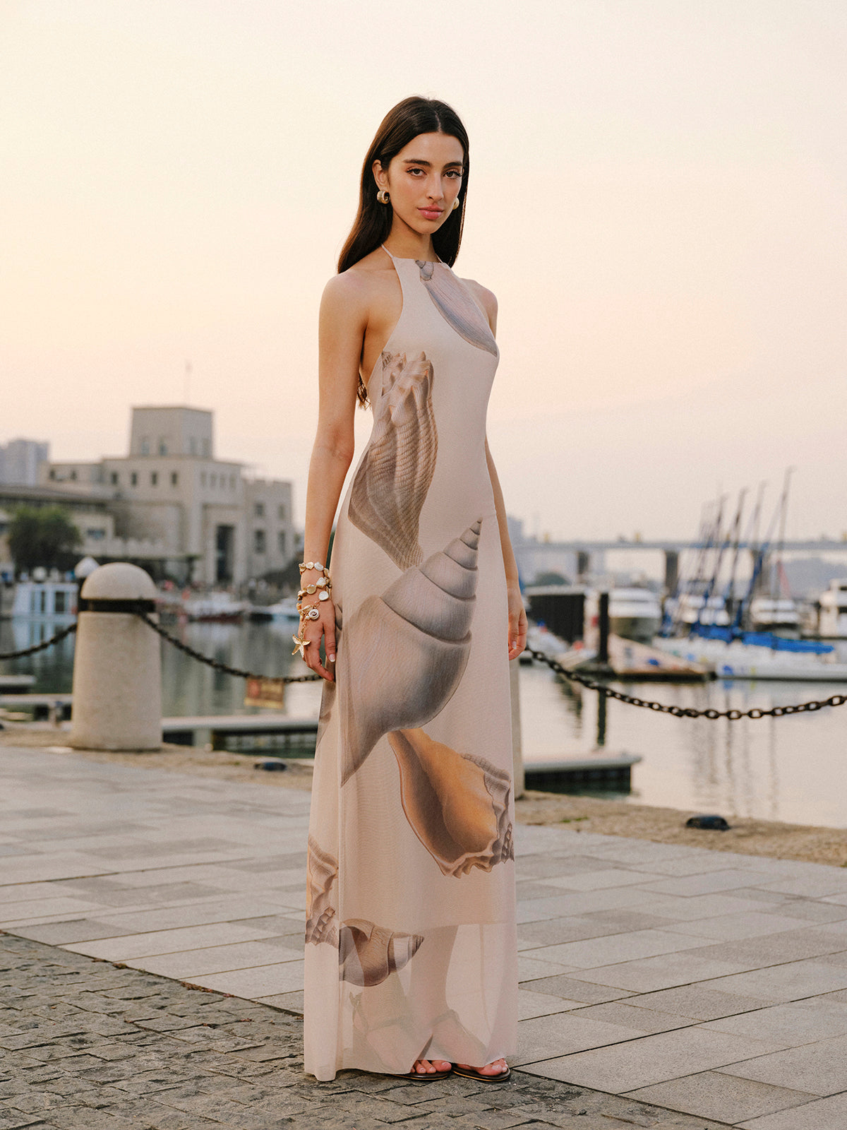Modern mesh halter dress