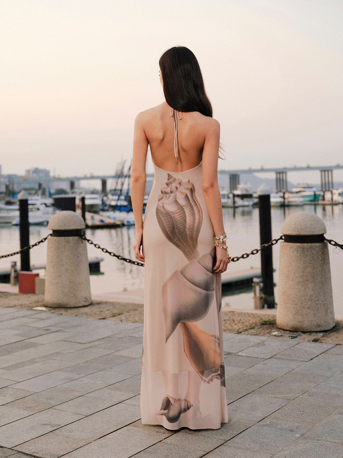 Modern mesh halter dress