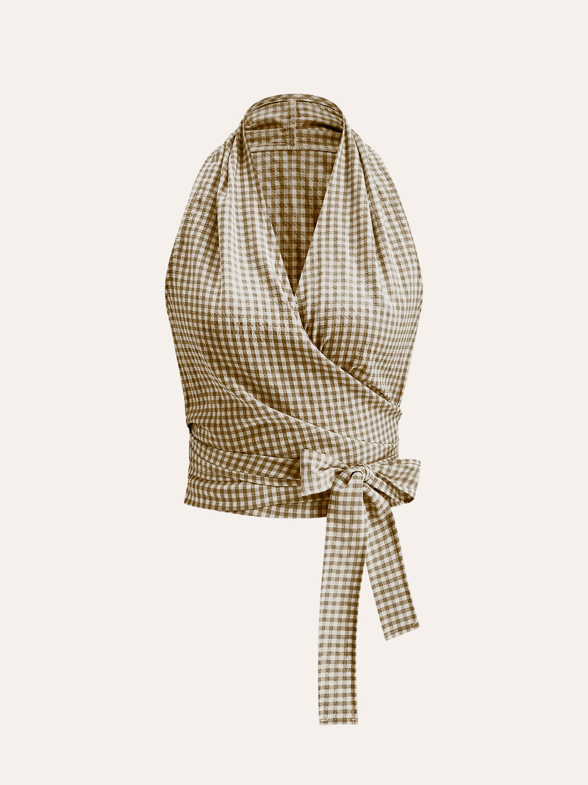 Gingham Halter Wrap Top