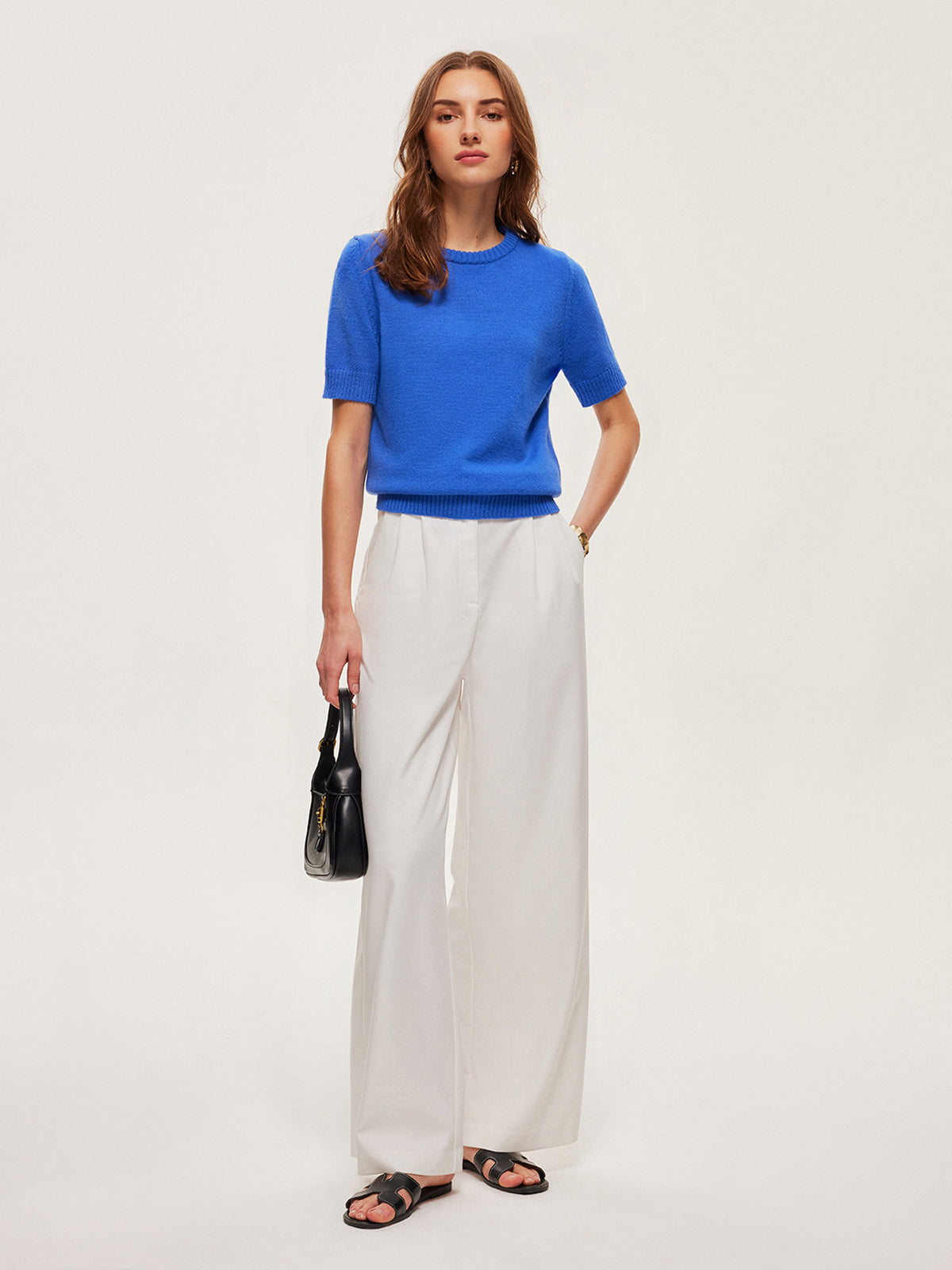 Luxe gebreide korte mouw top