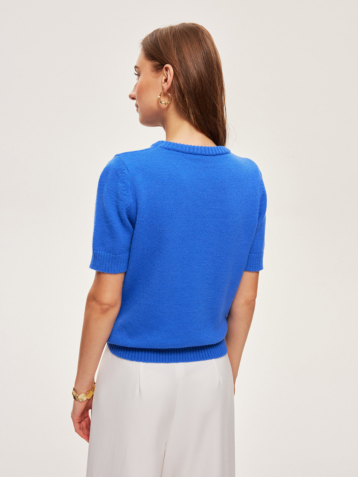 Luxe gebreide korte mouw top