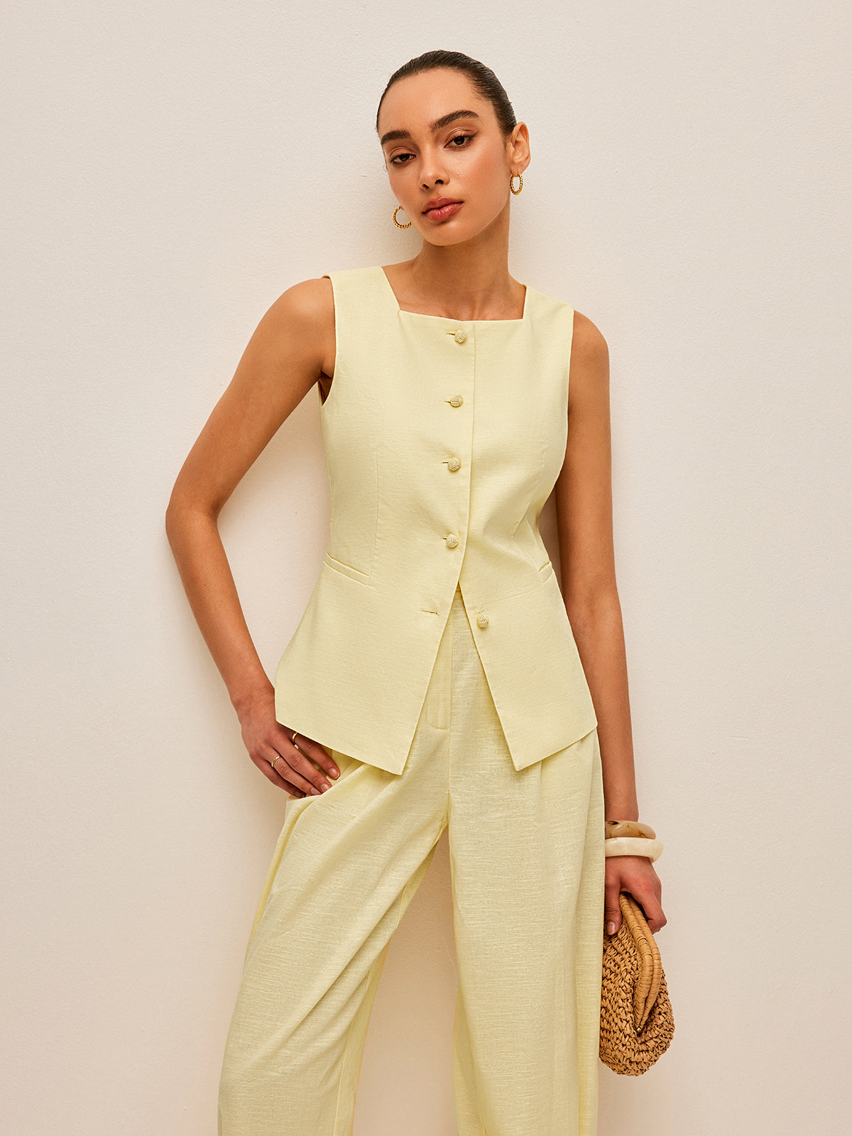 Luxe linnen gilet set