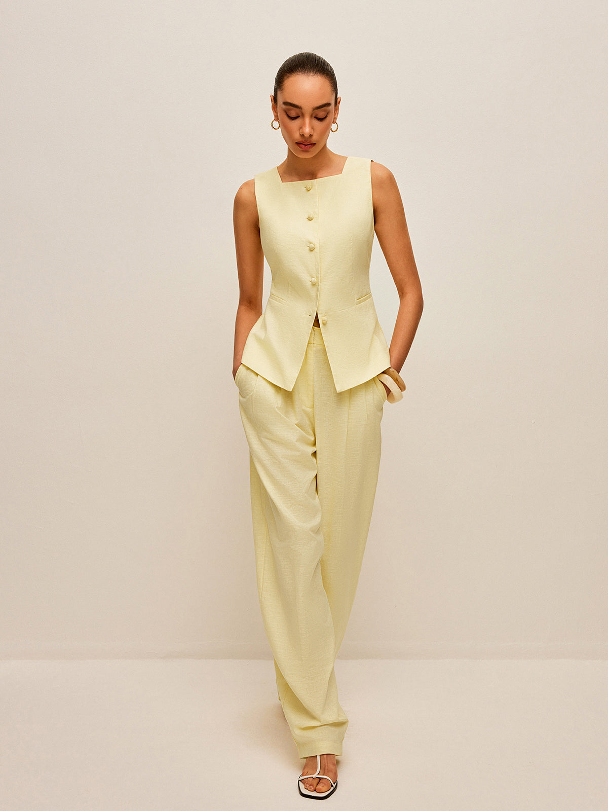 Luxe linnen gilet set