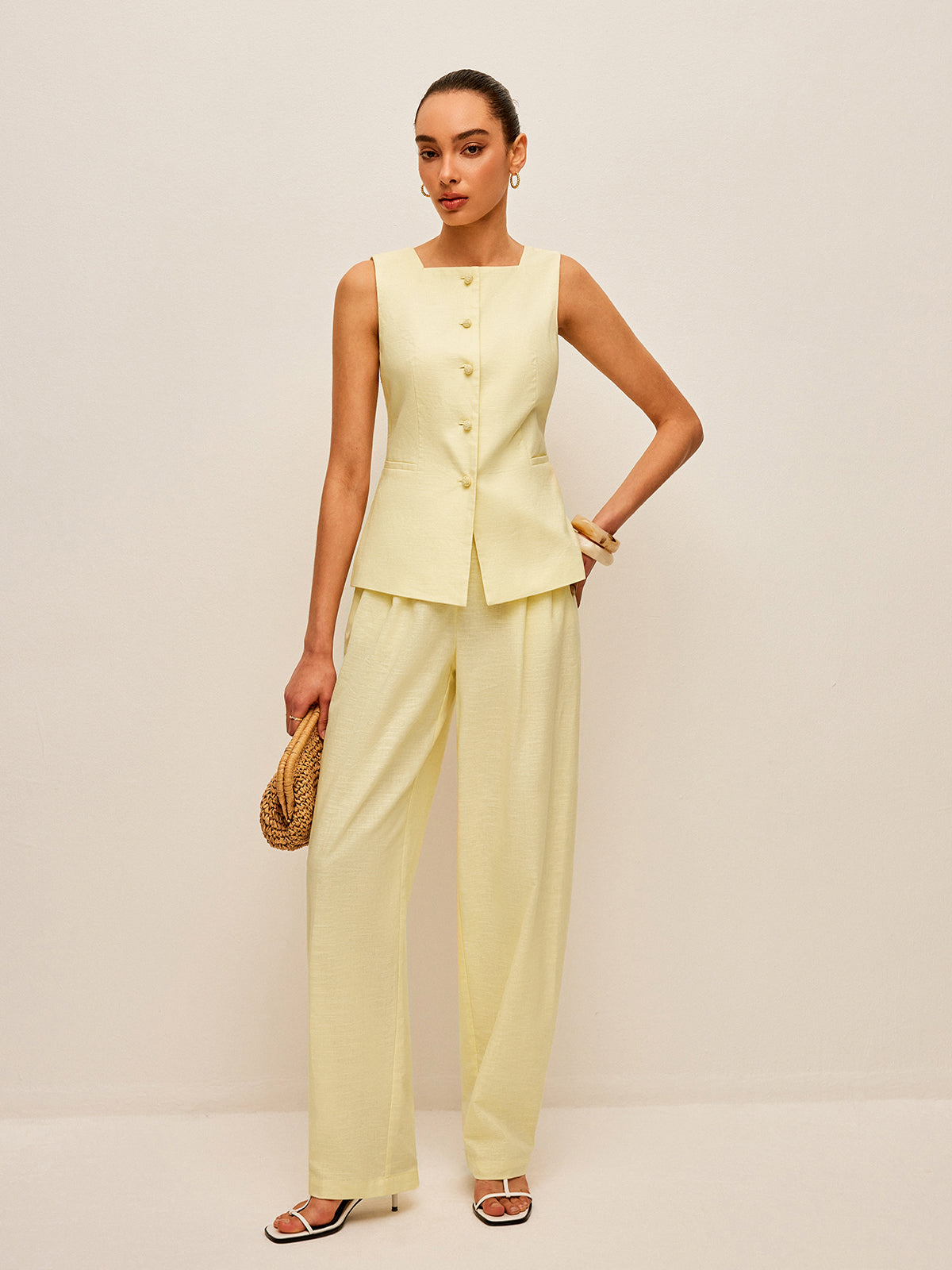 Luxe linnen gilet set