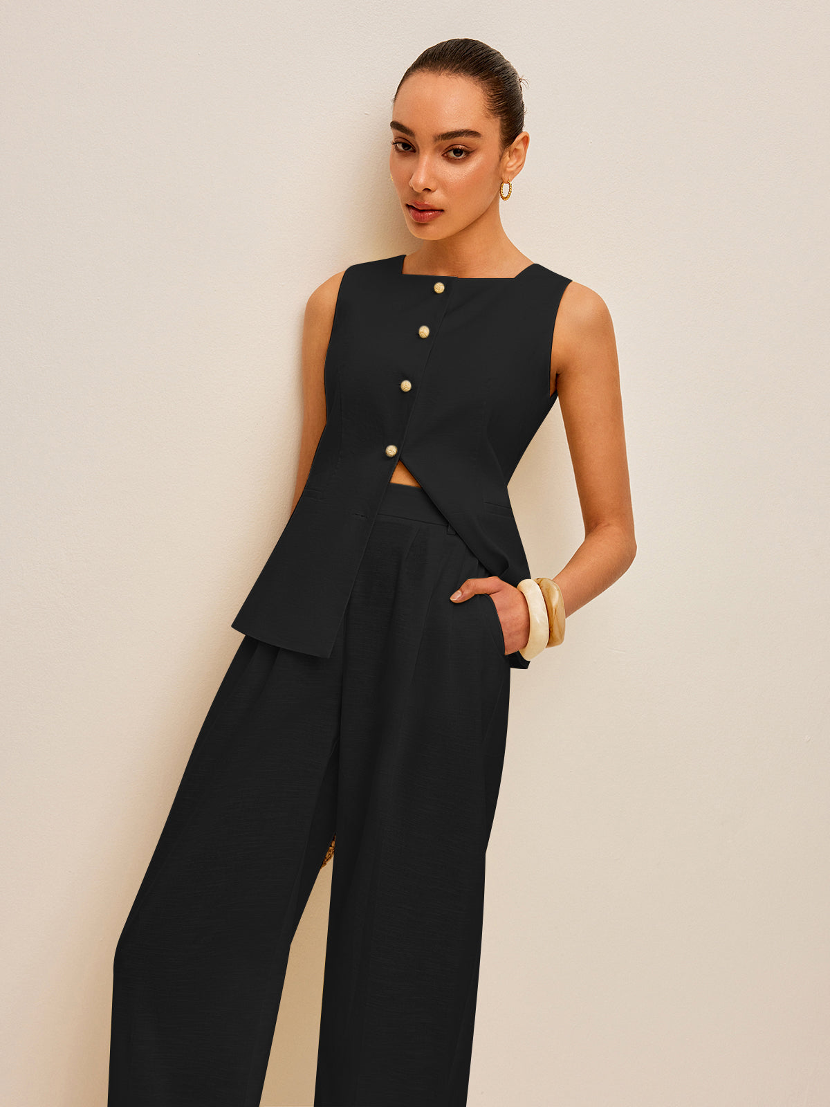 Luxe linnen gilet set