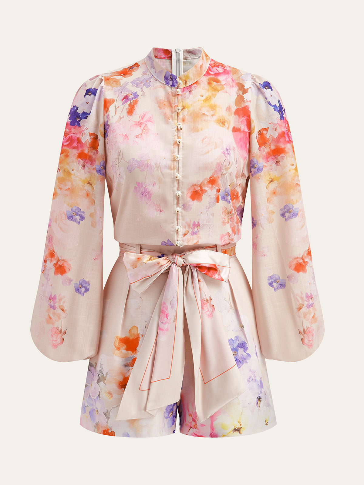 Luxe bloemenprint shorts set
