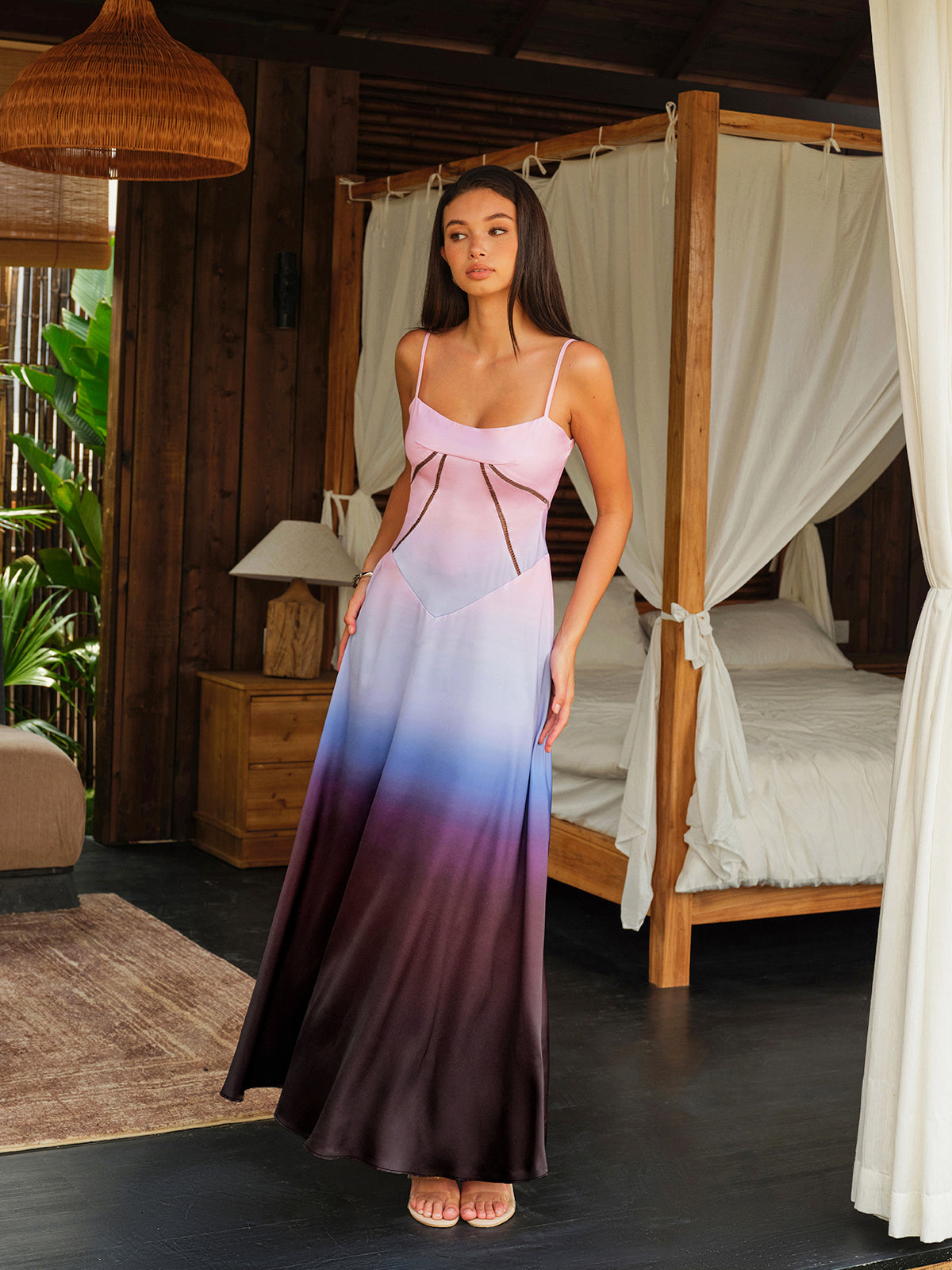 Bella breeze luxe satijnen maxi jurk