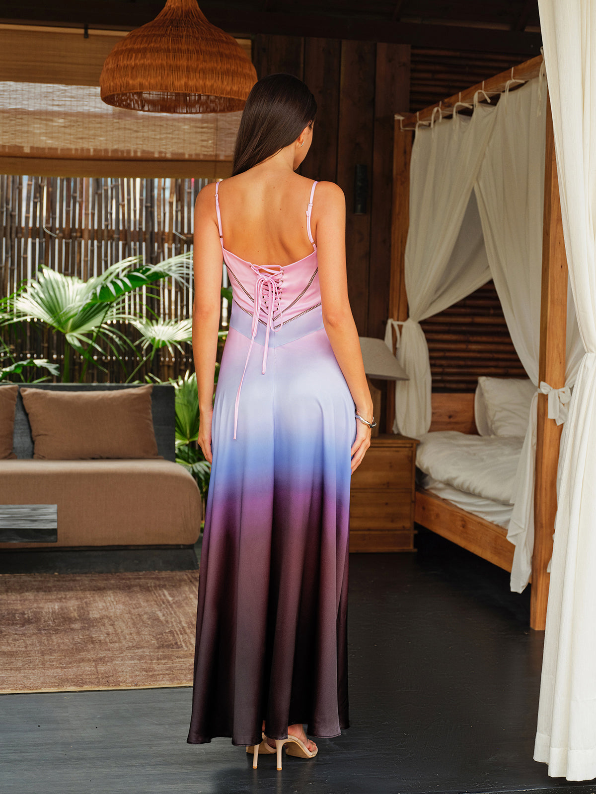 Bella breeze luxe satijnen maxi jurk