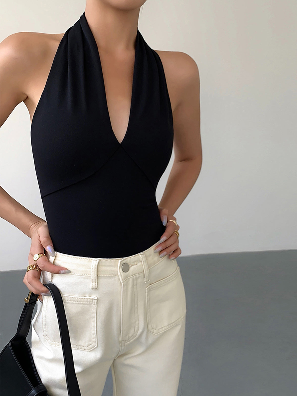 Chic escape halter top with open back 