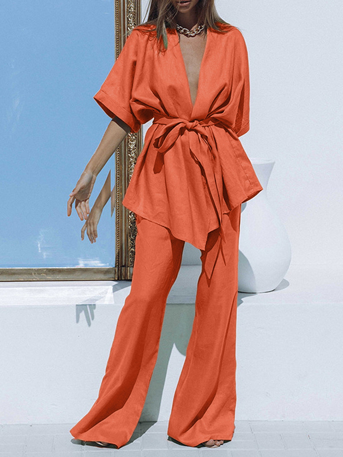 Dolce lino luxe oversized linnen broekset