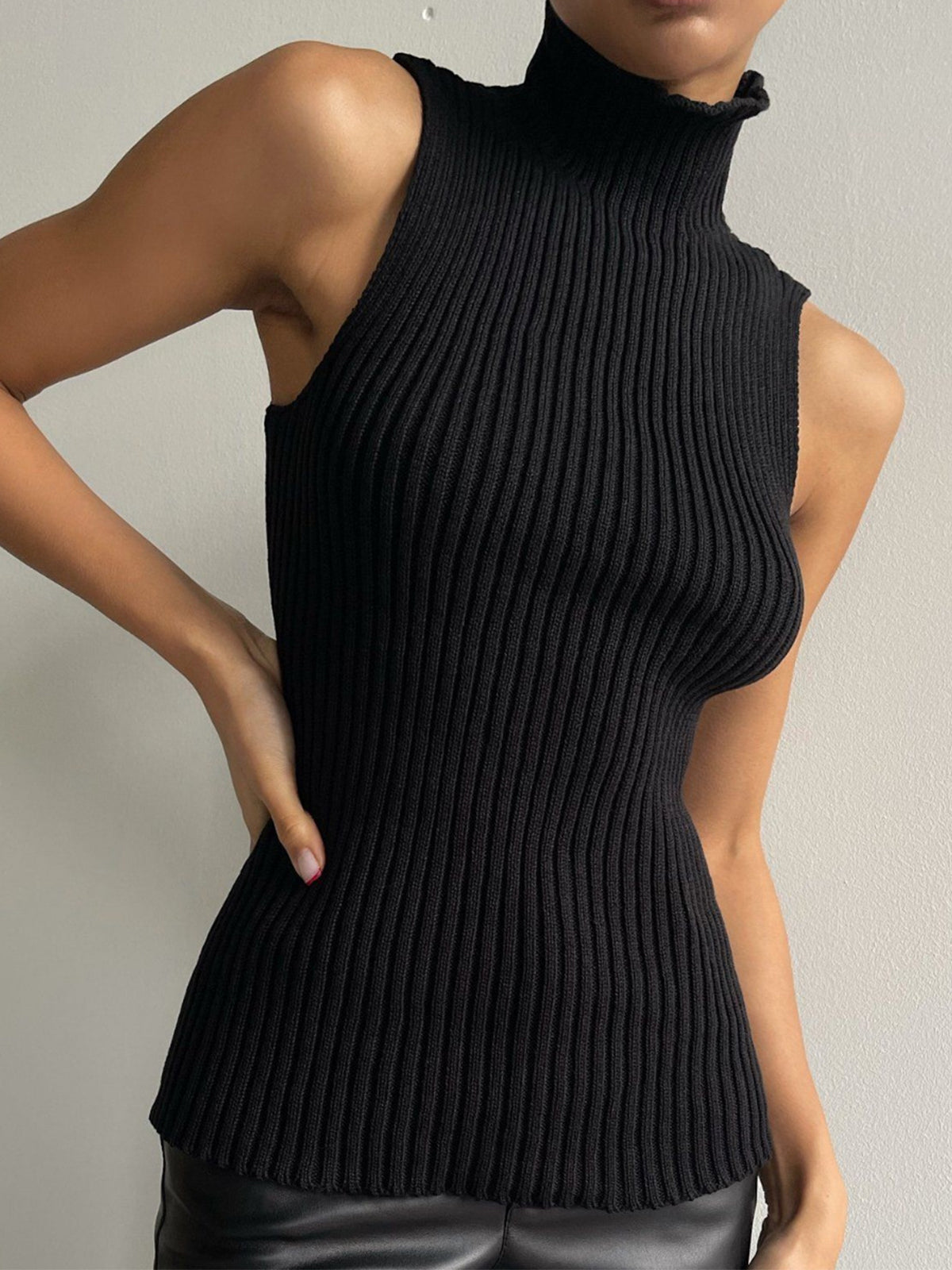 Pura ribbed tank top with turtleneck 