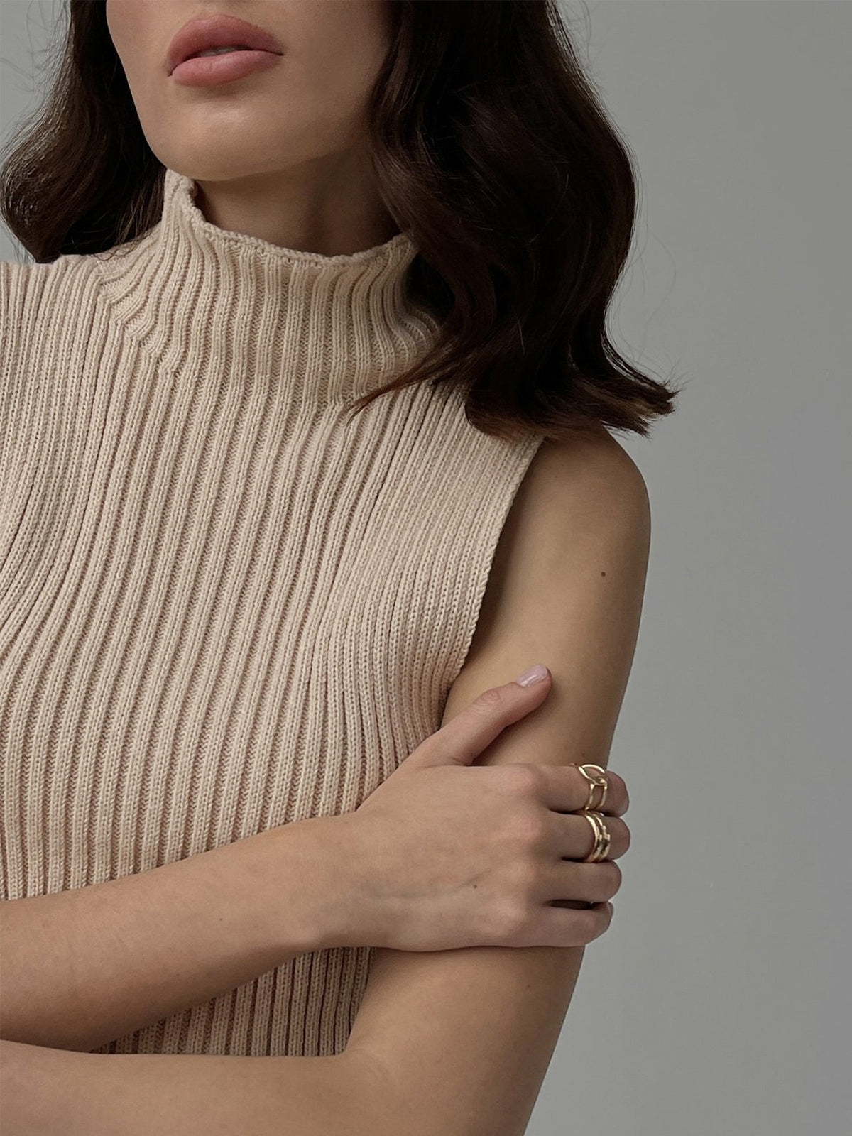 Pura ribbed tank top with turtleneck 