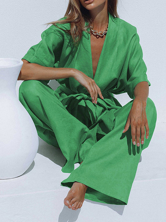 Dolce lino luxe oversized linnen broekset