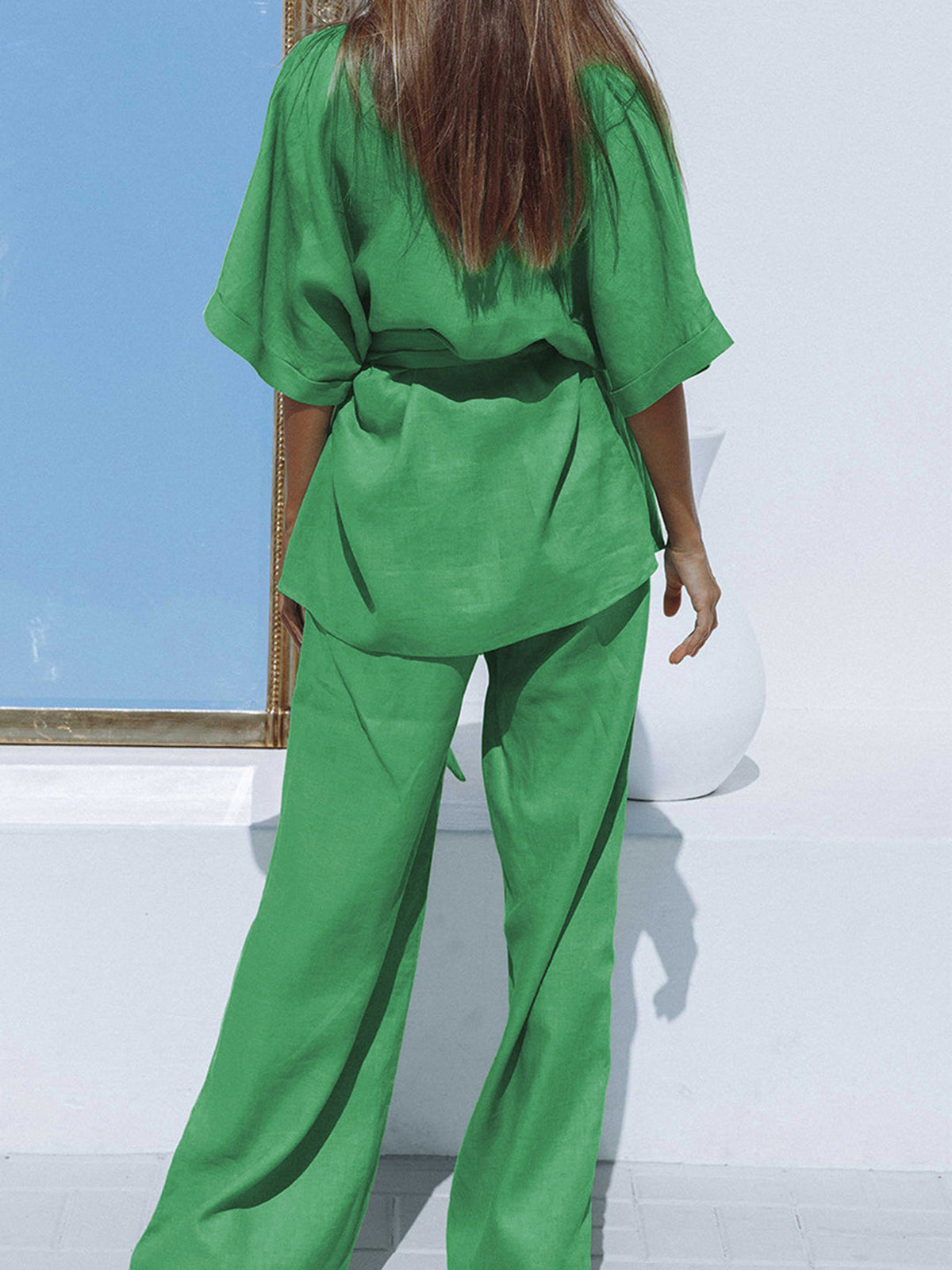 Dolce lino luxe oversized linnen broekset
