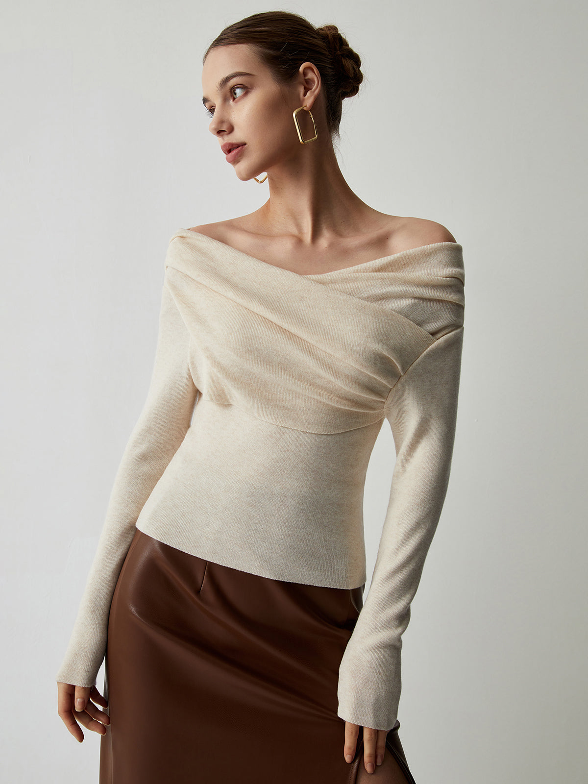 Bella Luxe off-shoulder knitted top 