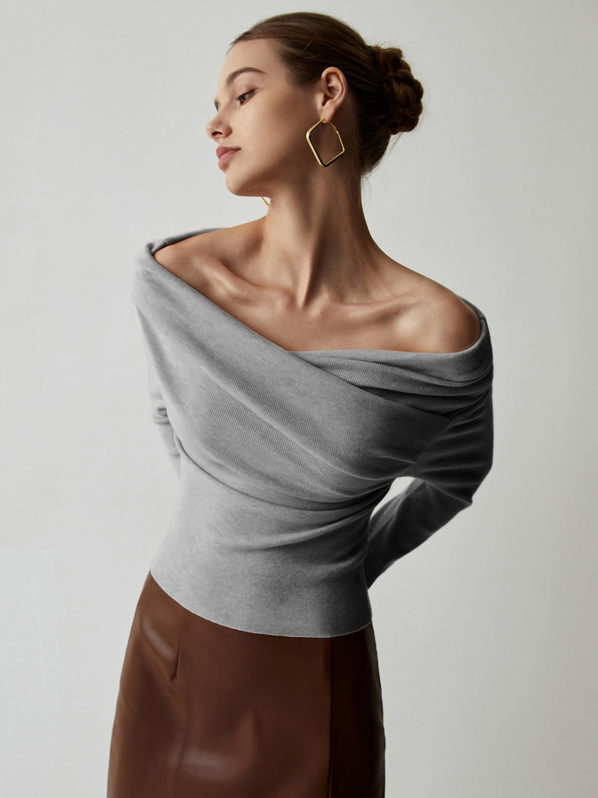 Bella Luxe off-shoulder knitted top 
