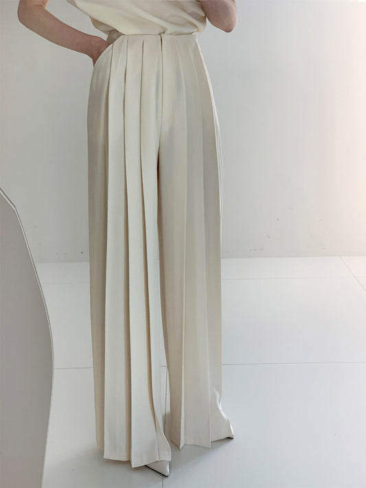 Eleganza High Waist Pleated Palazzo Pants