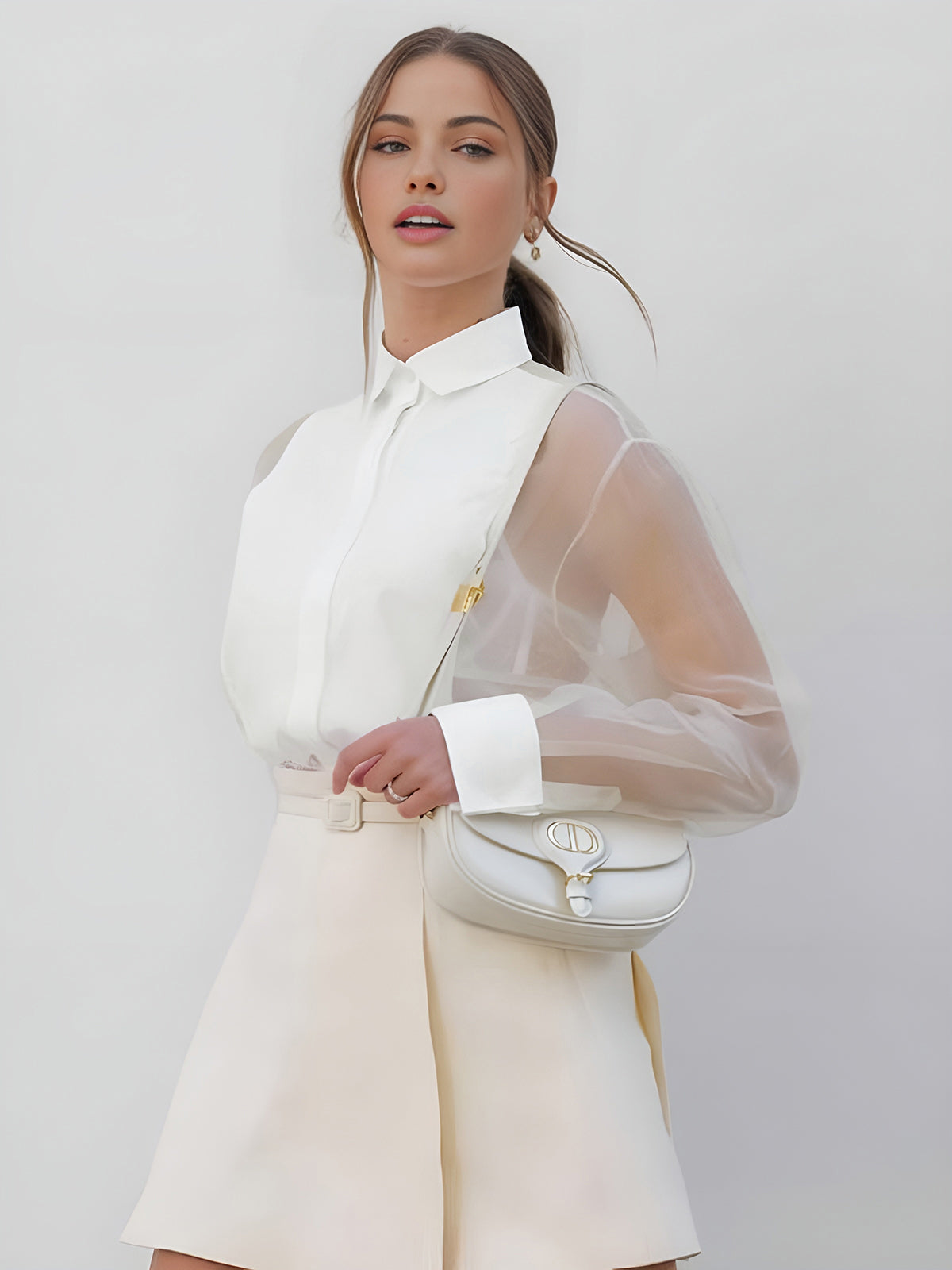 Chic silhouette elegant organza blouse 