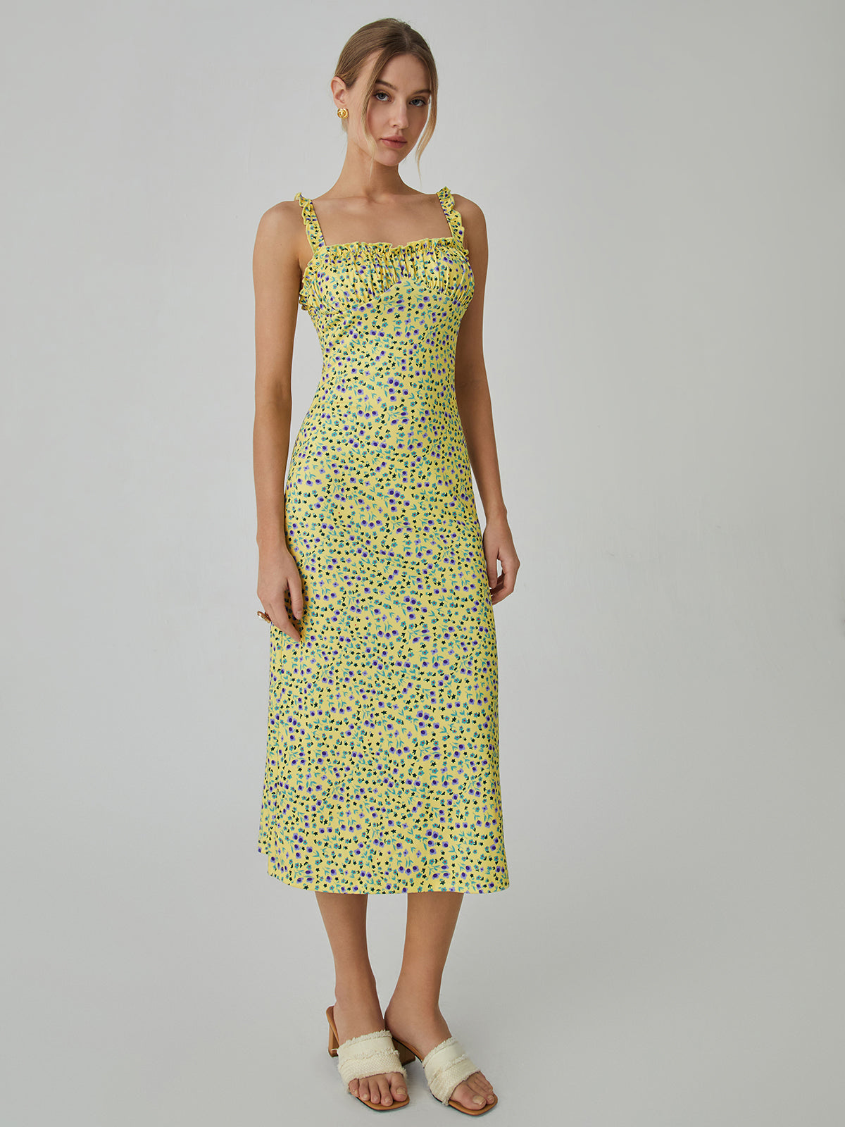 Bohemia elegante bloemen midi jurk