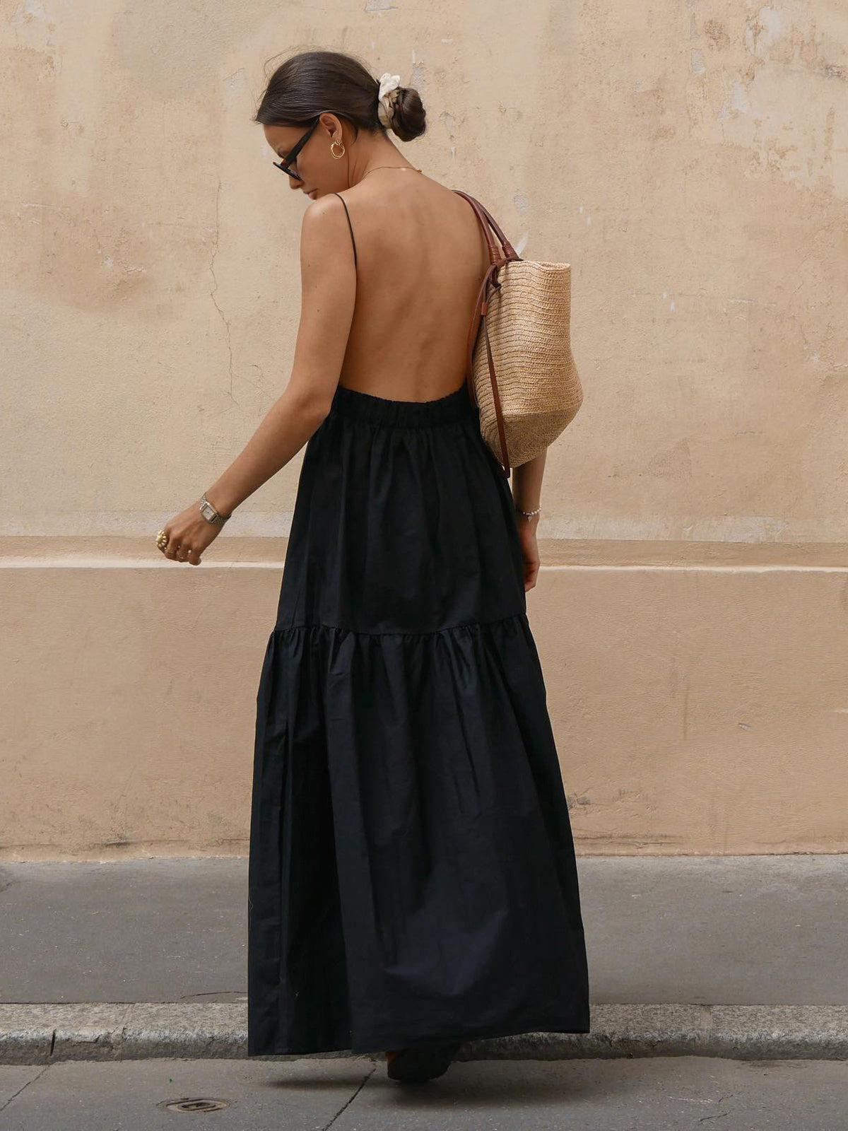 Chic elegant backless maxi dress 