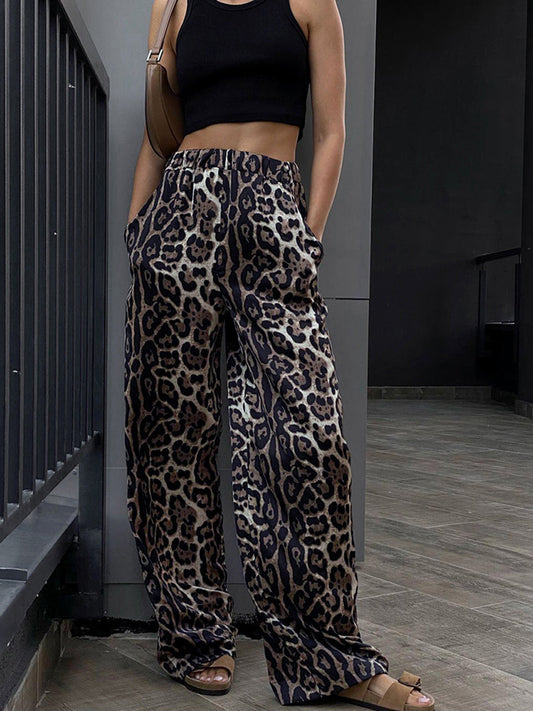 Luxe safari trendy panterprint palazzo broek